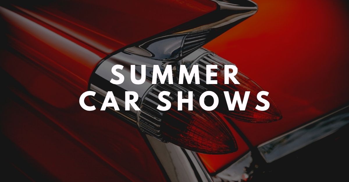 Classic red car tail fin close-up — Summer Car Shows graphic tee blog from Stu Borncat Creations, Berkshire County MA