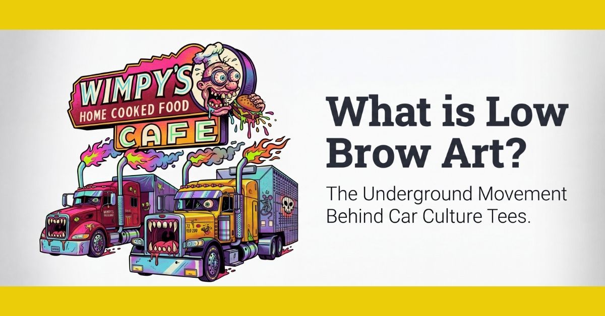 Low brow art graphic tee featuring bold hot rod and kustom kulture design | Stu Borncat Creations