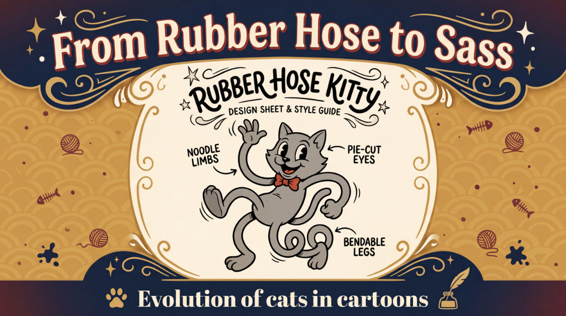 Rubber Hose style cartoon cat illustration — Catz collection inspiration at Stu Borncat Creations, Berkshire County MA