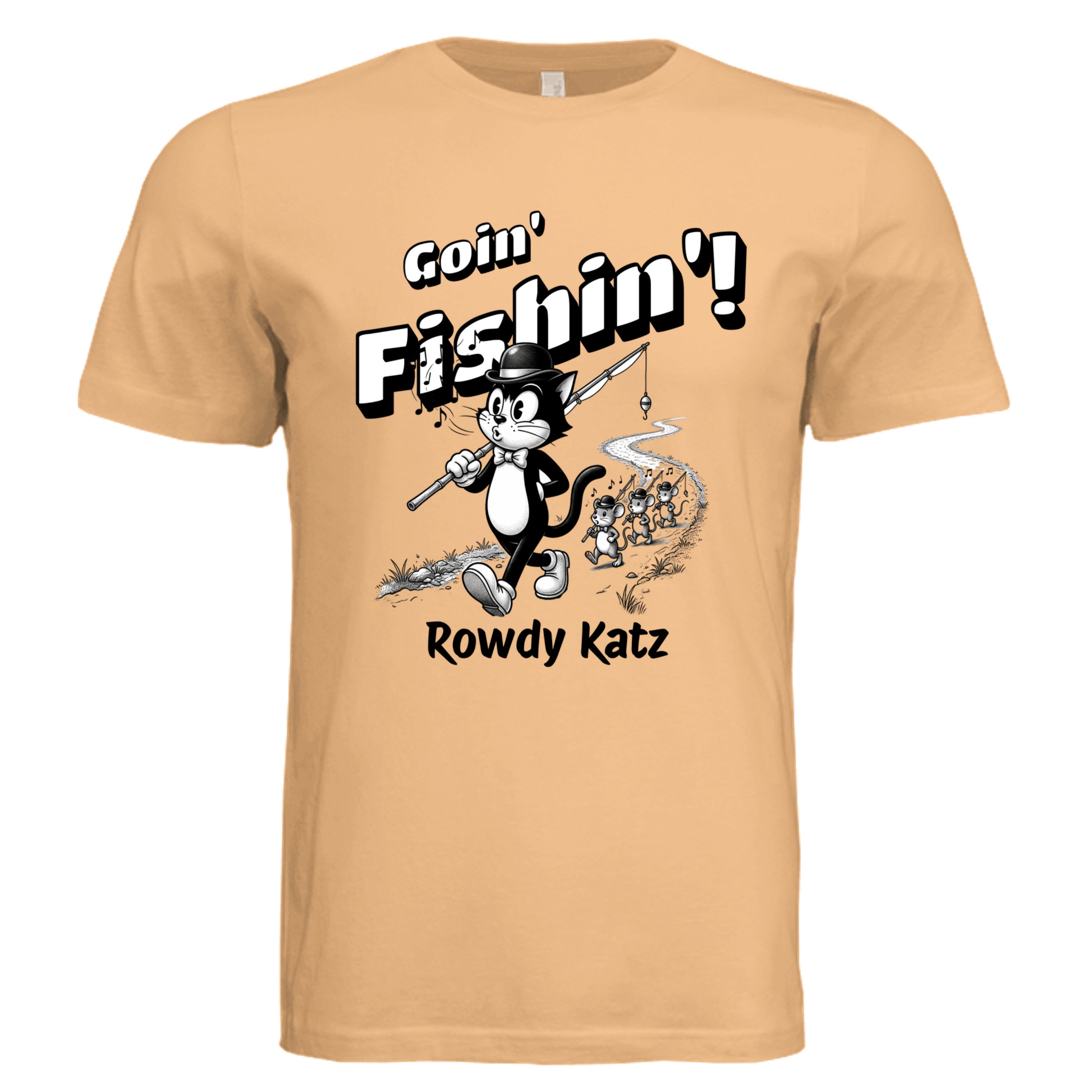 Goin Fishin Cat funny graphic t-shirt from Stu Borncat Creations Cat Sass collection