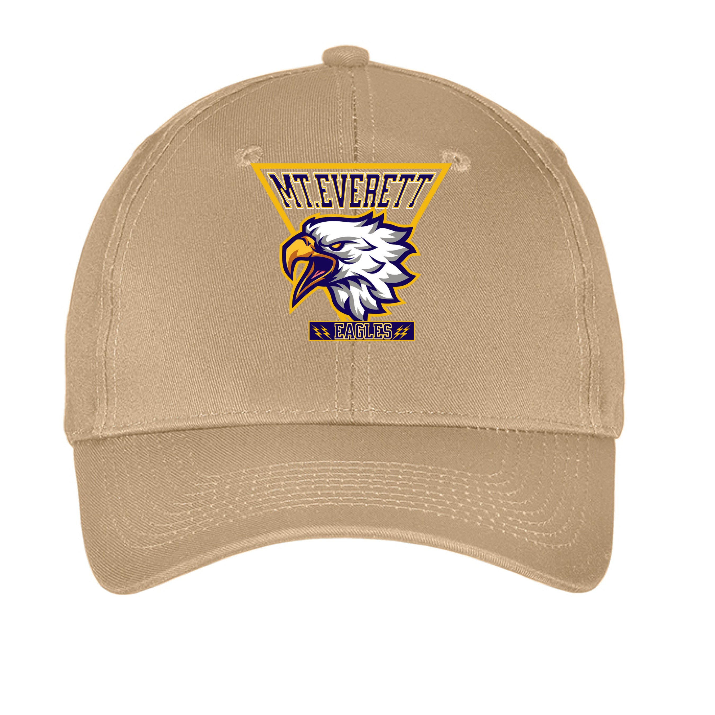 Beige cap with eagle logo and 'Mt. Everett Eagles' text on a white background