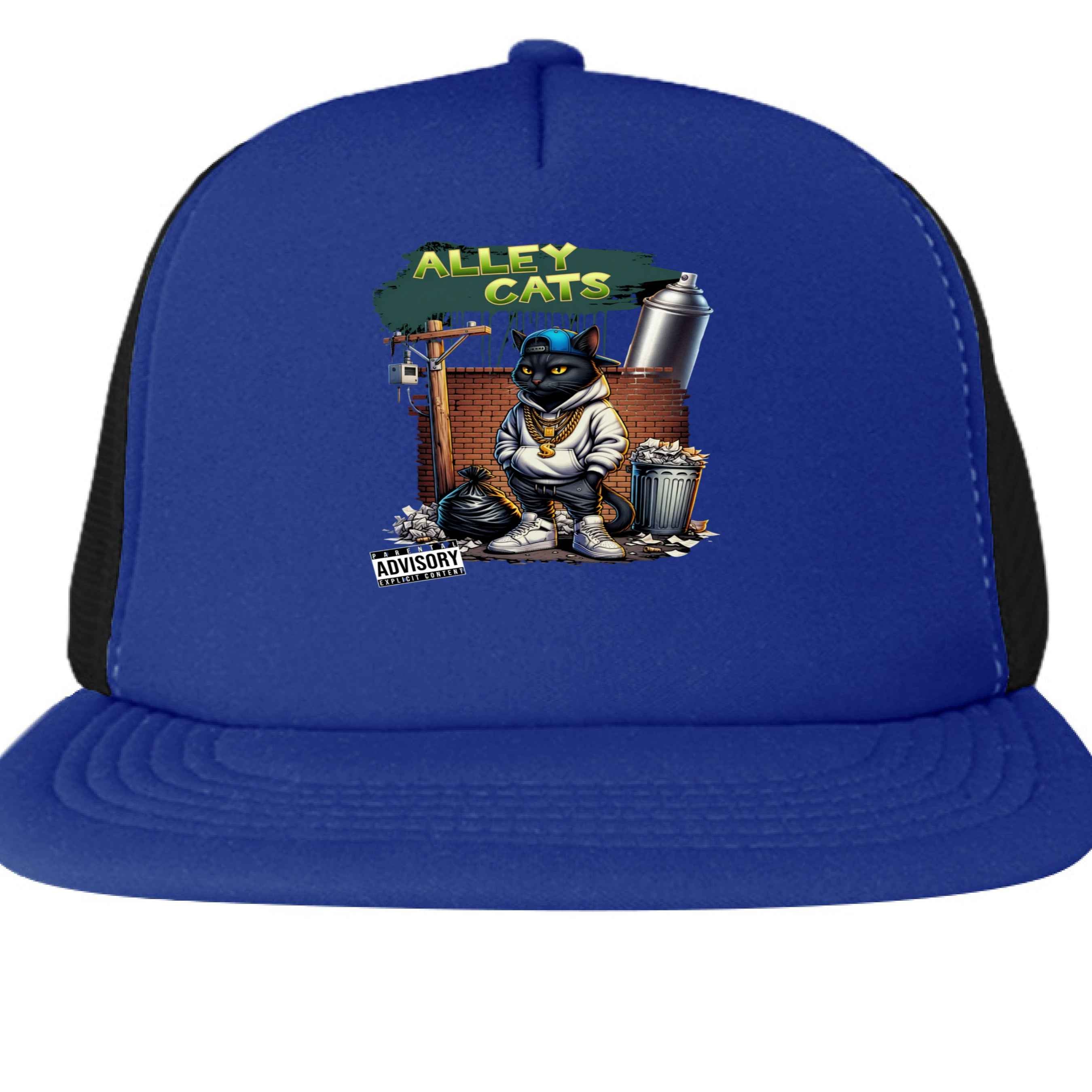 Alley Cats DT624 Custom Design Flat Bill Snapback Trucker Cap.