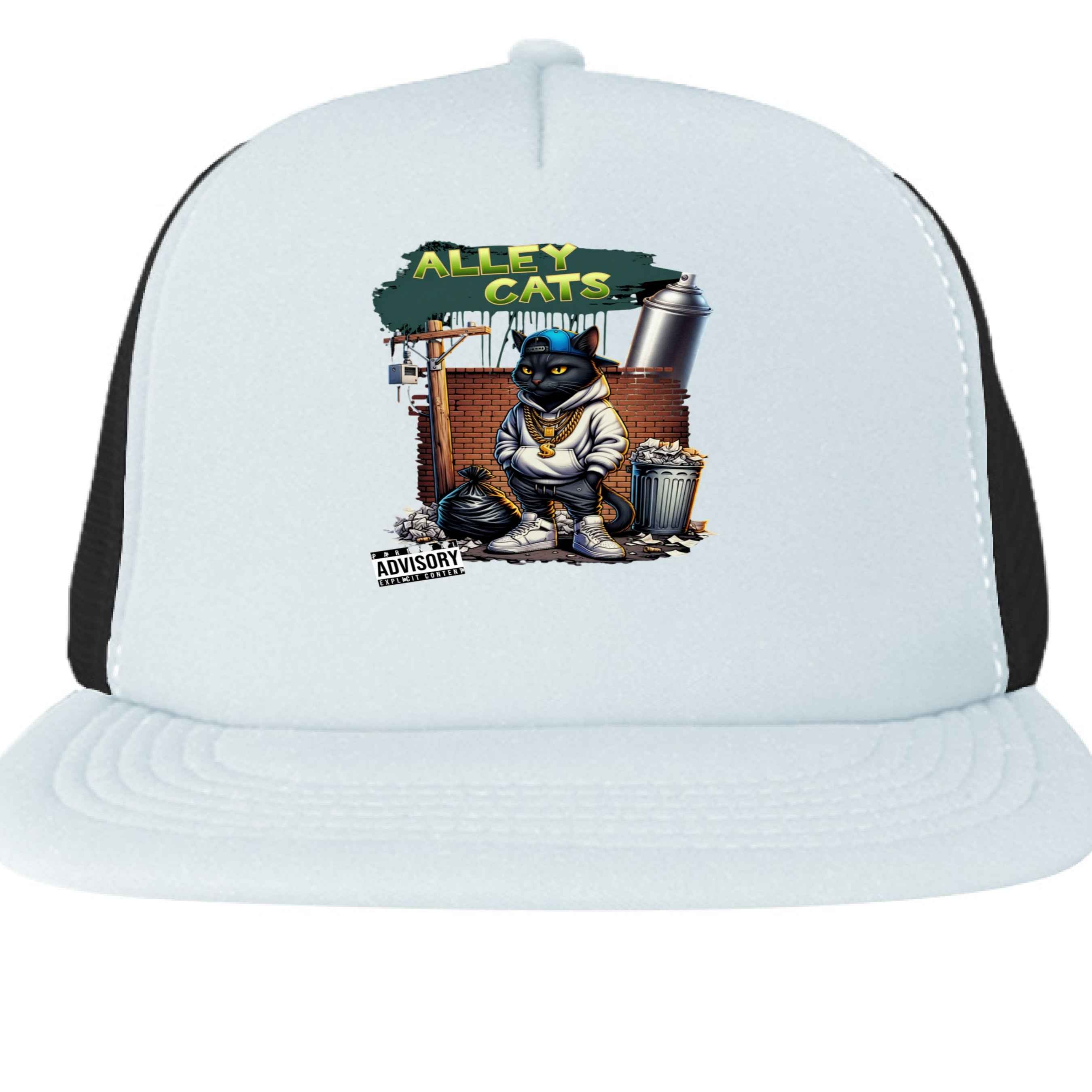 Alley Cats DT624 Custom Design Flat Bill Snapback Trucker Cap.