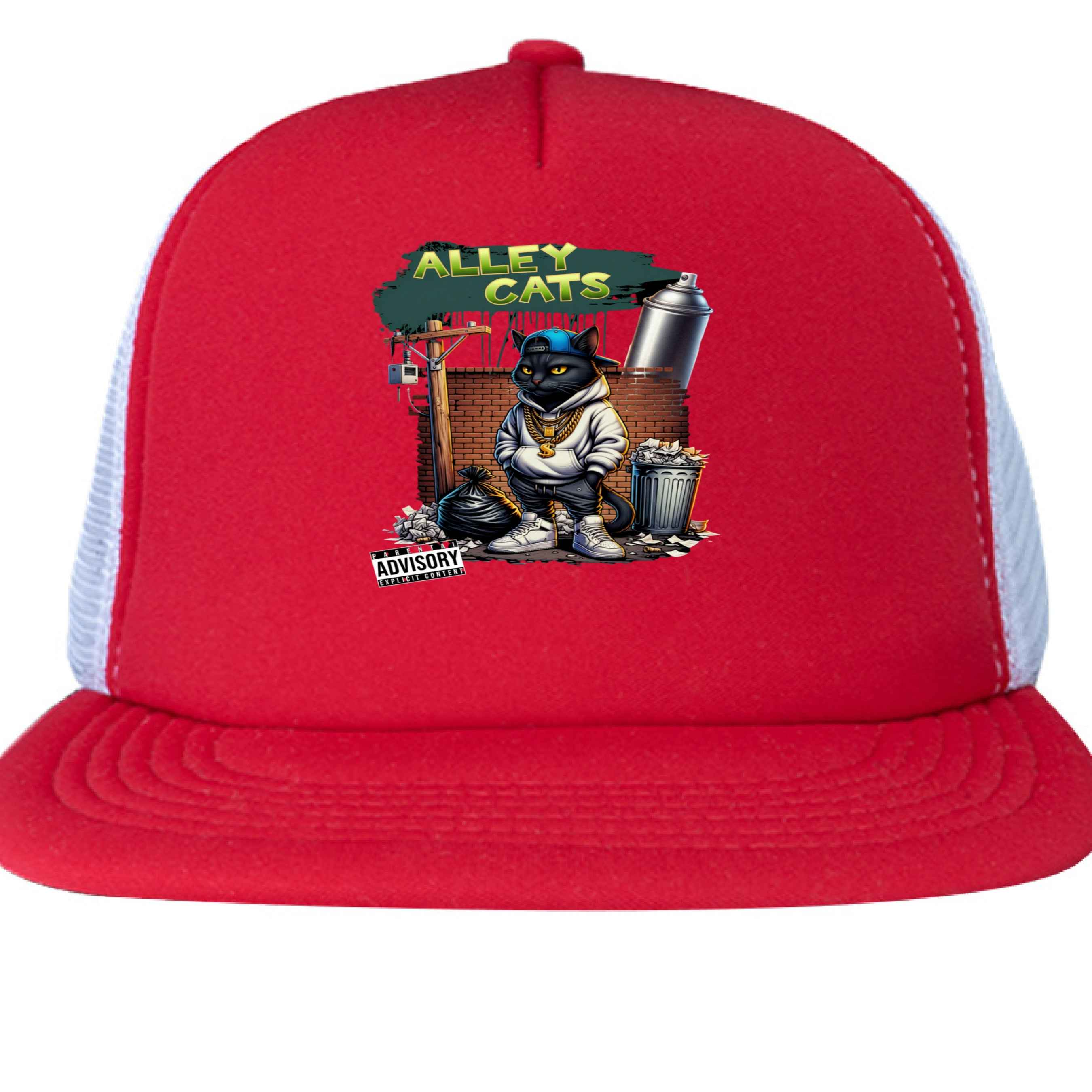 Alley Cats DT624 Custom Design Flat Bill Snapback Trucker Cap.