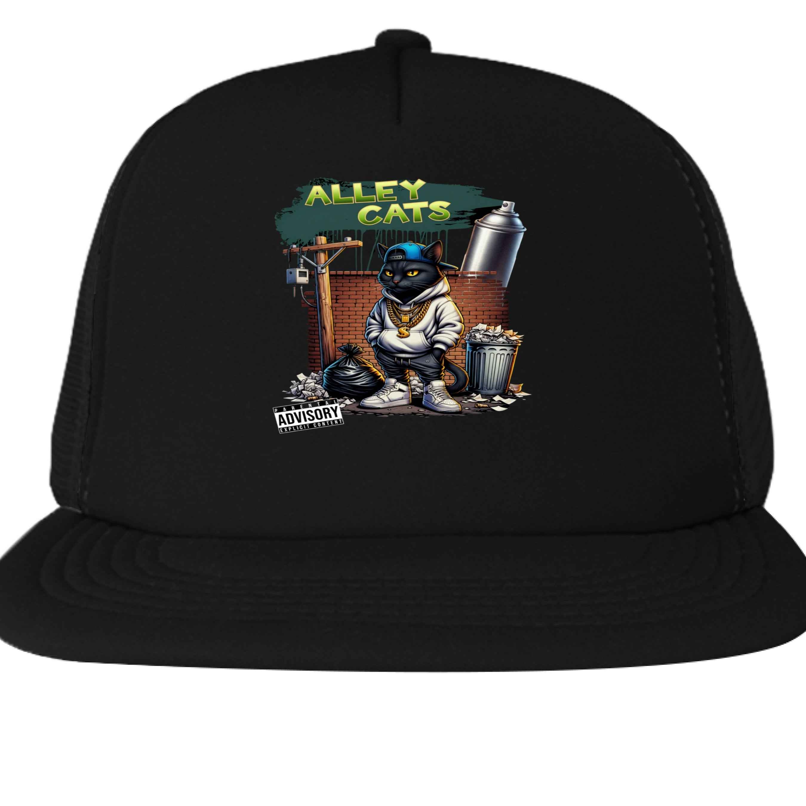Alley Cats DT624 Custom Design Flat Bill Snapback Trucker Cap.