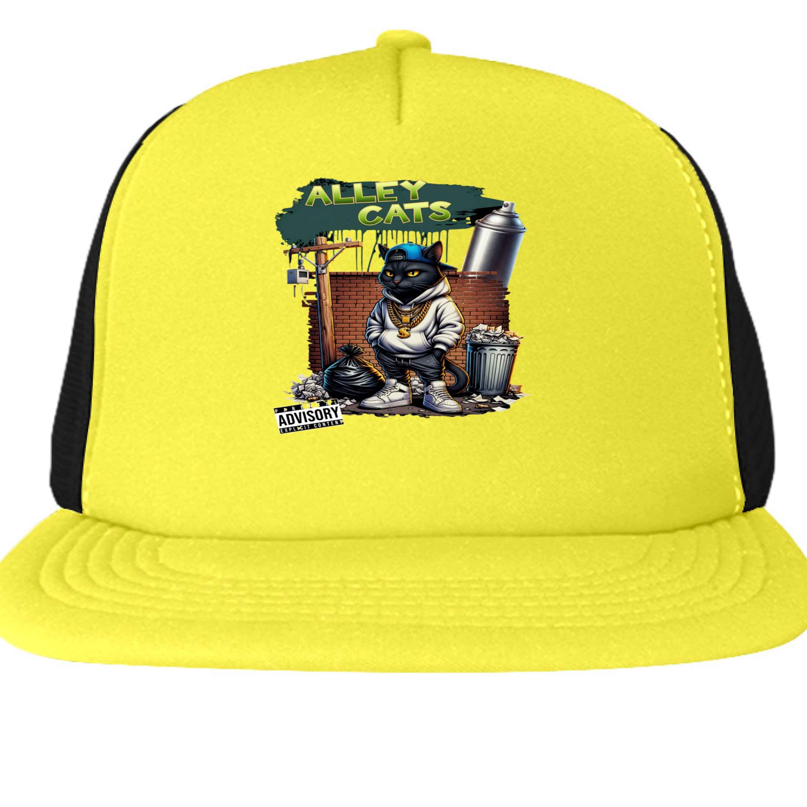 Alley Cats DT624 Custom Design Flat Bill Snapback Trucker Cap.