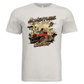 White t-shirt with off-road vehicle graphic and 'Adventure is Calling' text on a white background