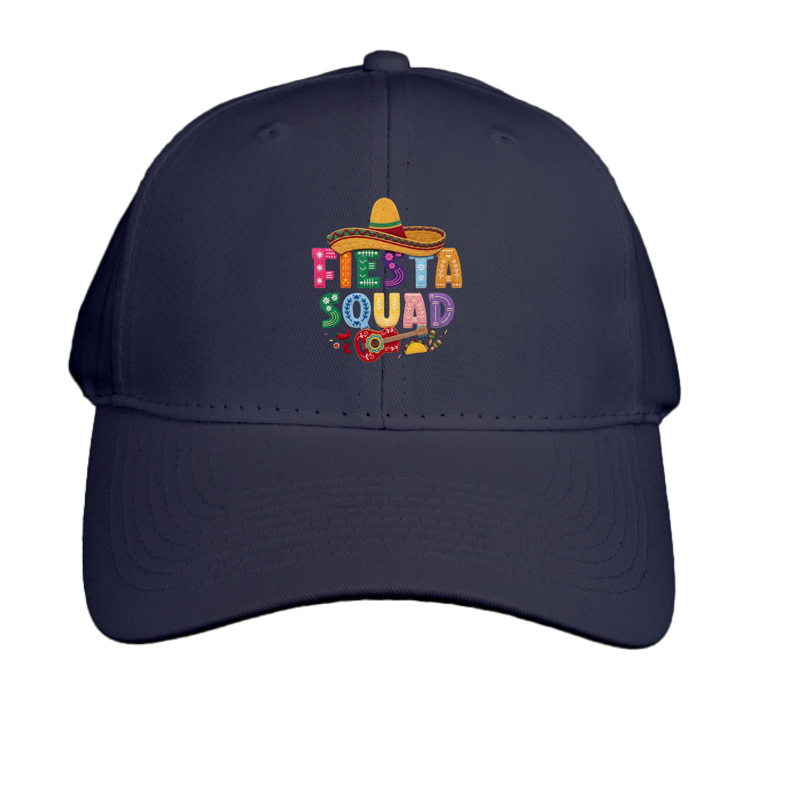 Navy blue cap with"Fiesta Club" text on a white background