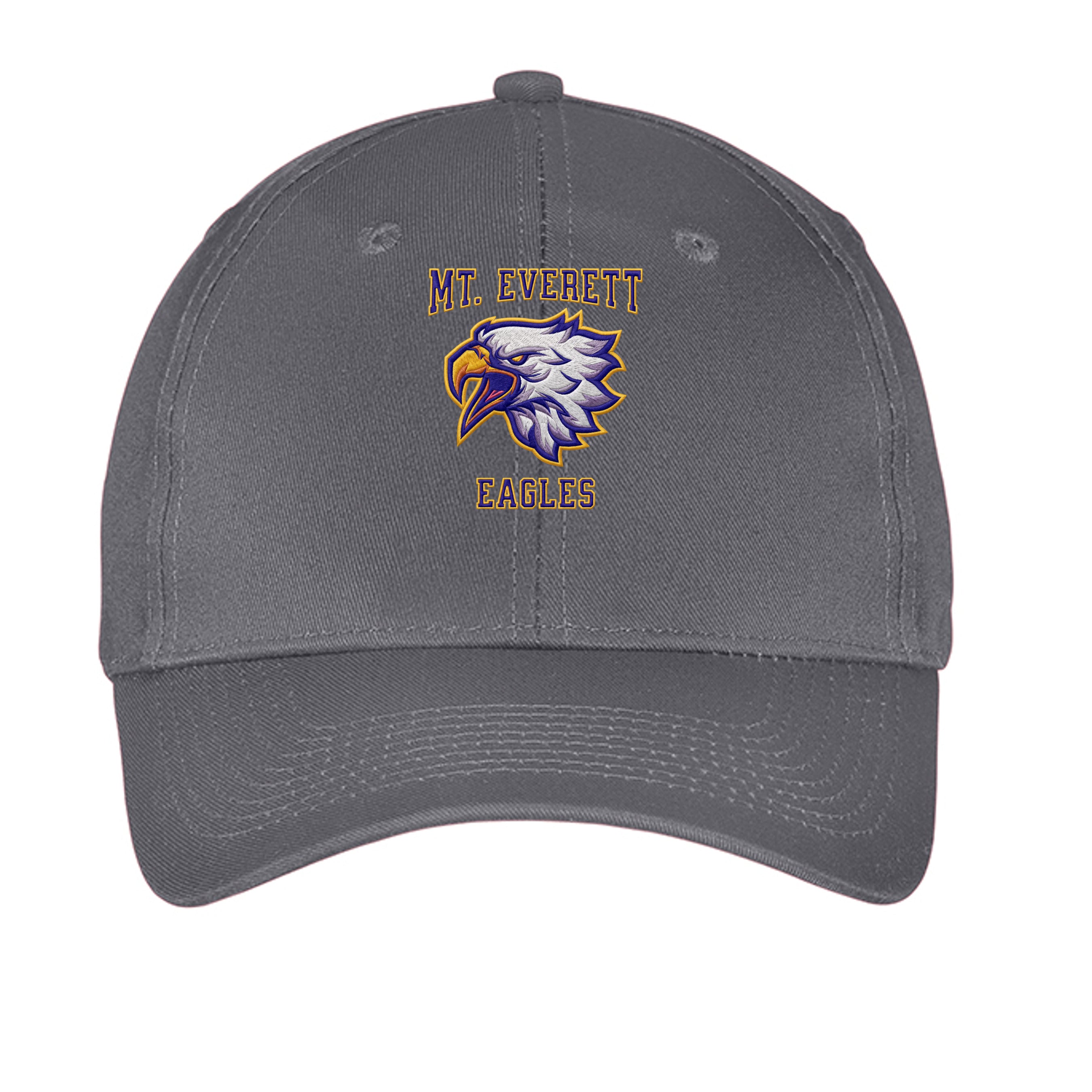 Charcoal - CP80 - FRONT Mt Everett Eagles Port Co ball cap — school spirit apparel by Stu Borncat 