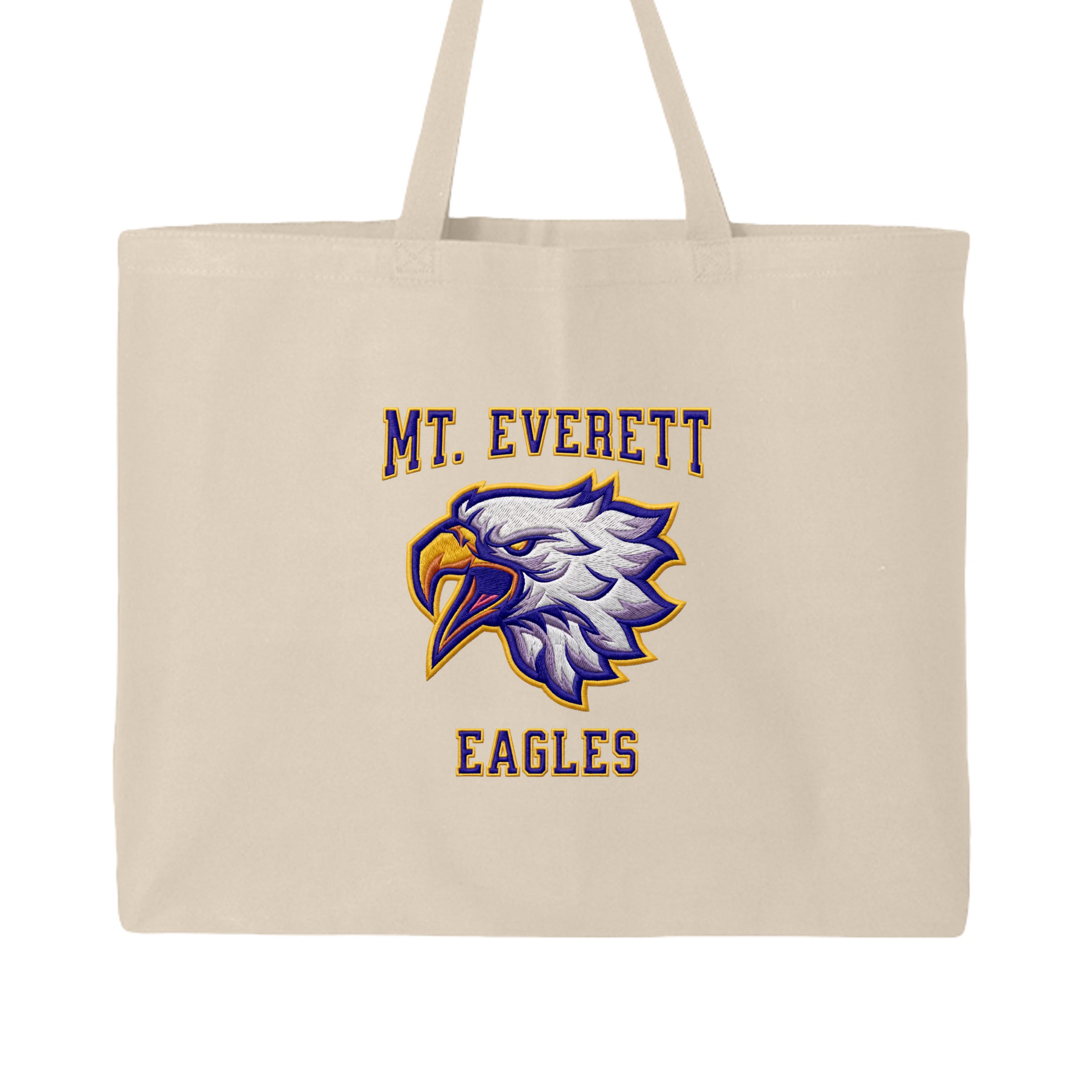 Natural - Q600 - FRONT Mt Everett Eagles tote bag— school spirit apparel by Stu Borncat Creations