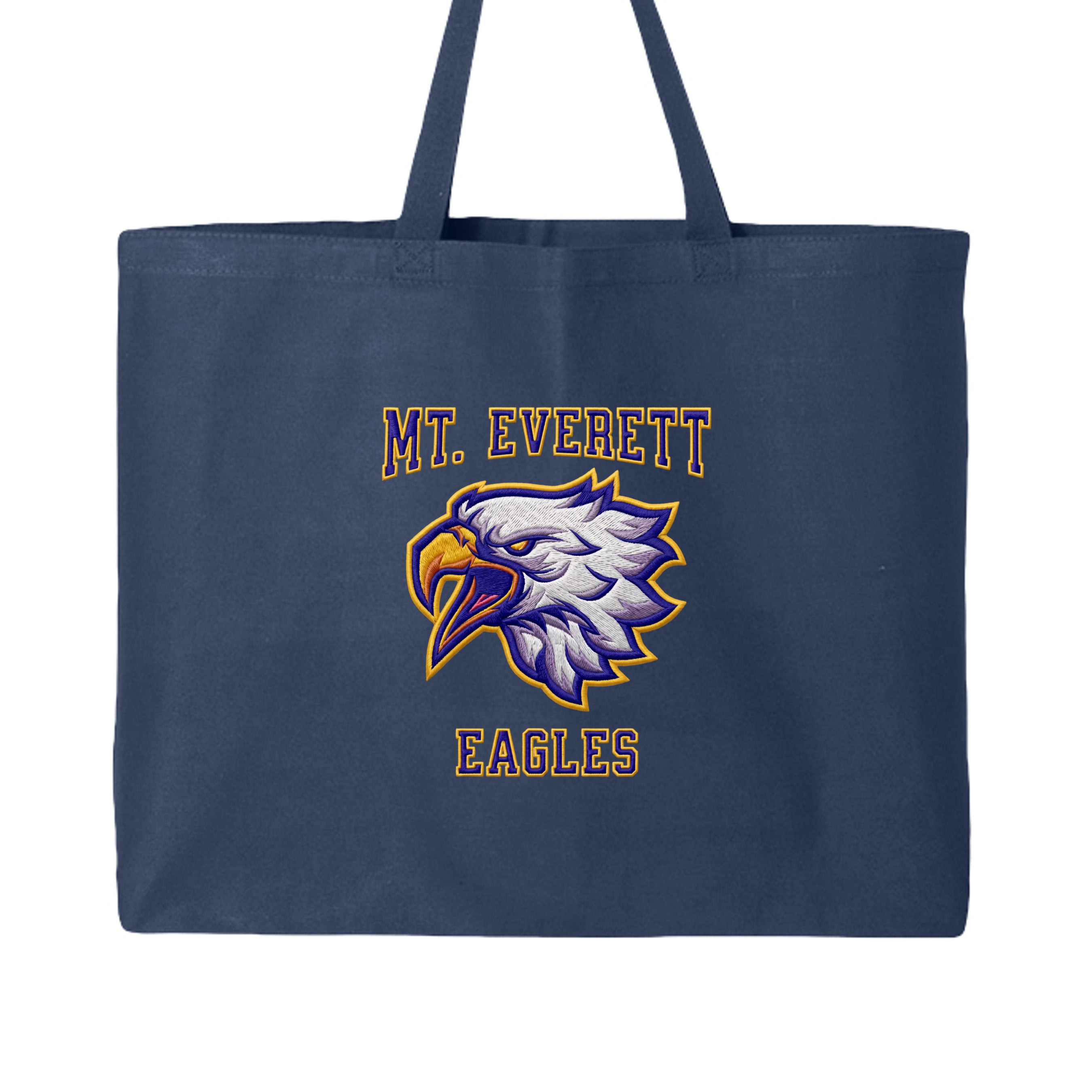 Navy - Q600 - FRONT Mt Everett Eagles tote bag— school spirit apparel by Stu Borncat Creations