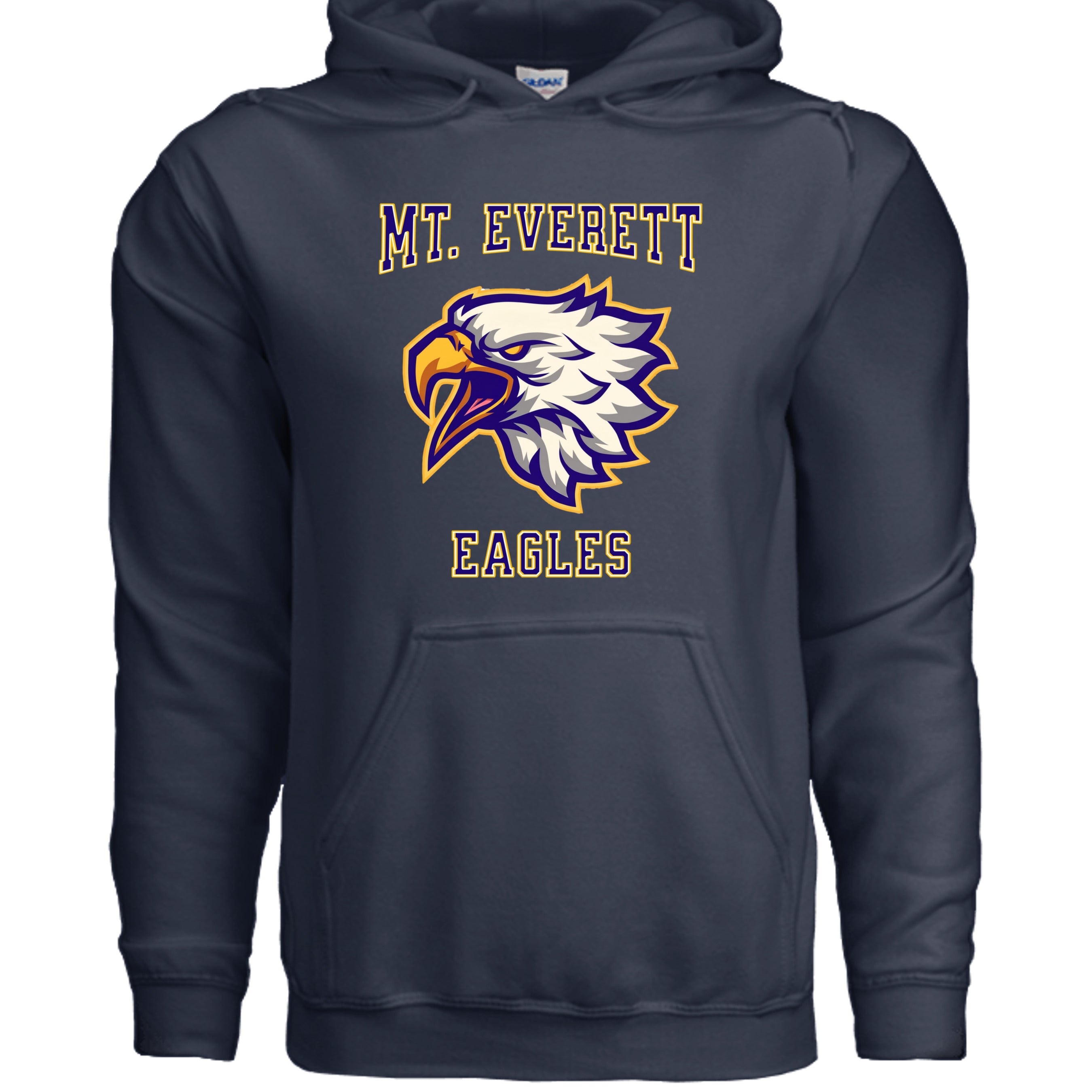 NAVY - G185 - FRONT  Mt Everett Eagles adult hoodie sweatshirt — school spirit apparel by Stu Borncat Creations