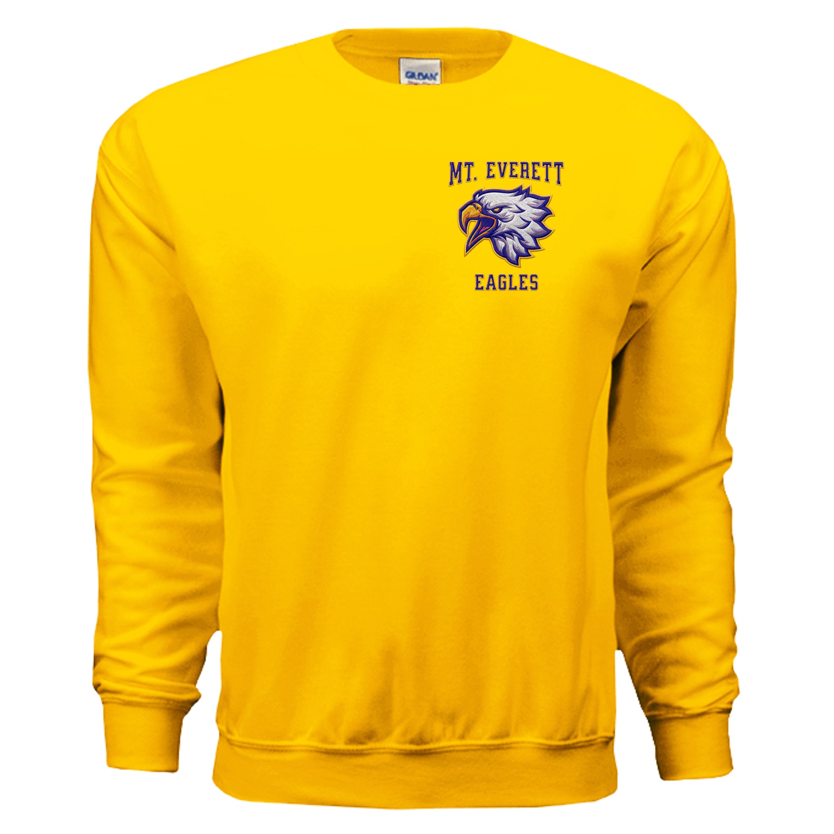 GOLD - G180 - FRONT  Mt Everett Eagles crewneck sweatshirt — school spirit apparel by Stu Borncat 