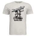 Rowdy Katz Hangin Out retro cat graphic tee in Vintage White — Stu Borncat Creations