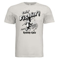 Rowdy Katz Goin Fishin funny cat fishing graphic tee in Vintage White — Stu Borncat Creations