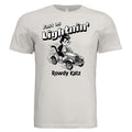 Rowdy Katz Fast as Lightnin funny cat racing graphic tee in Vintage White — Stu Borncat Creations
