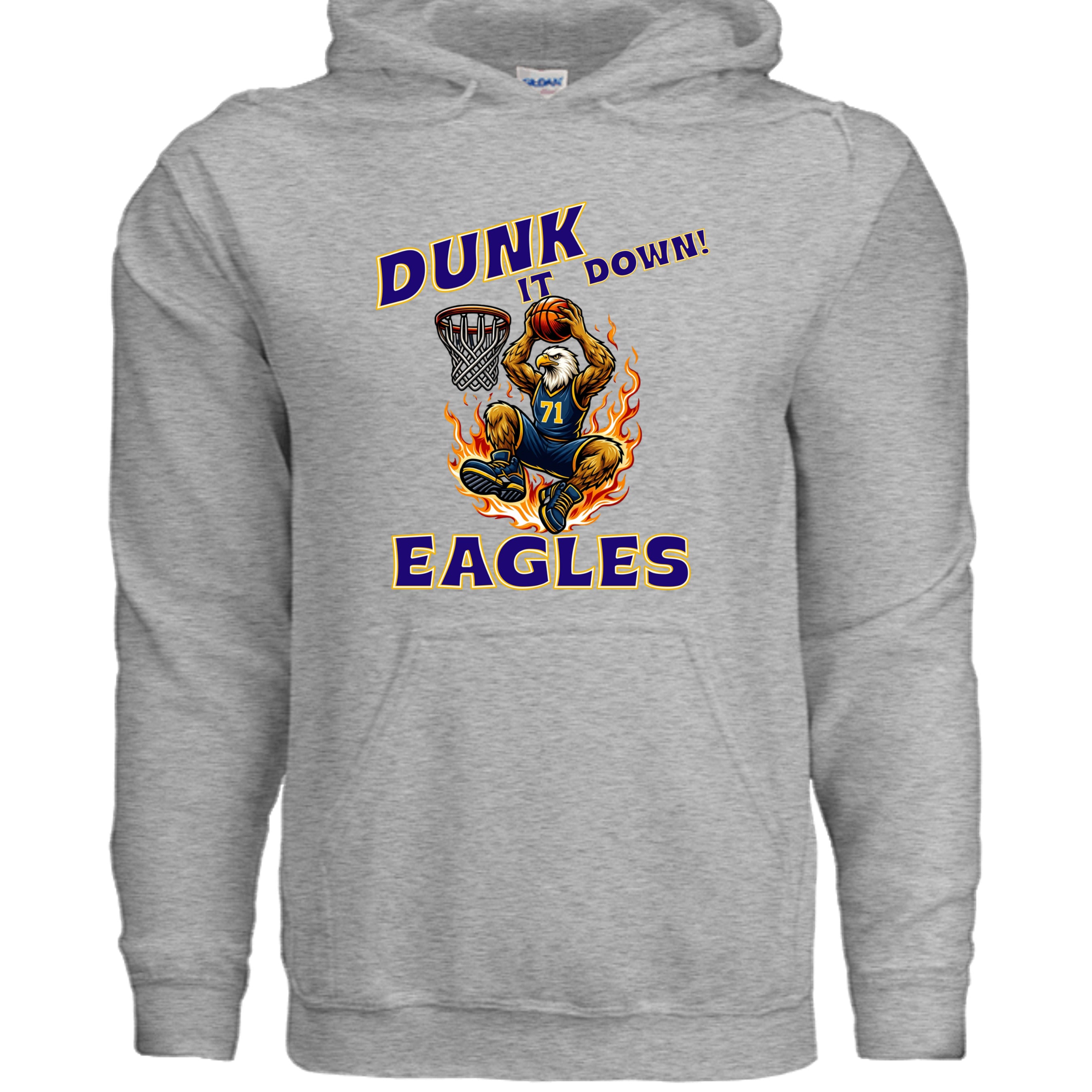 SPORT GREY - G185 - FRONT-Mt Everett Eagles Go Eagles Basketball adult hoodie — school spirit apparel by Stu Borncat Creations-