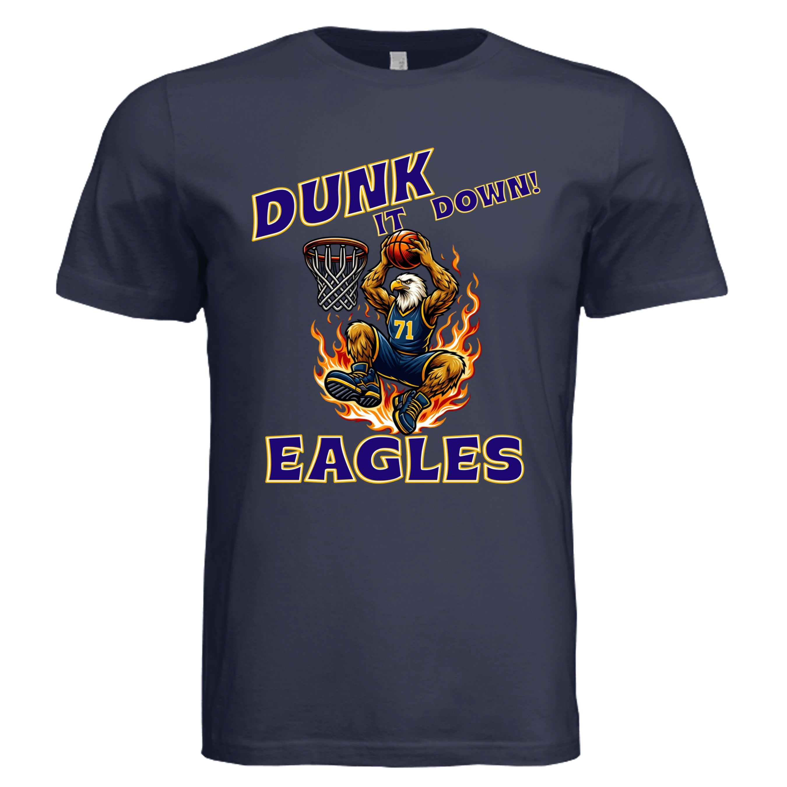 NAVY - 3001C - FRONT  Mt Everett Eagles Dunk it Down basketball adult t-shirt   — Stu Borncat Creations