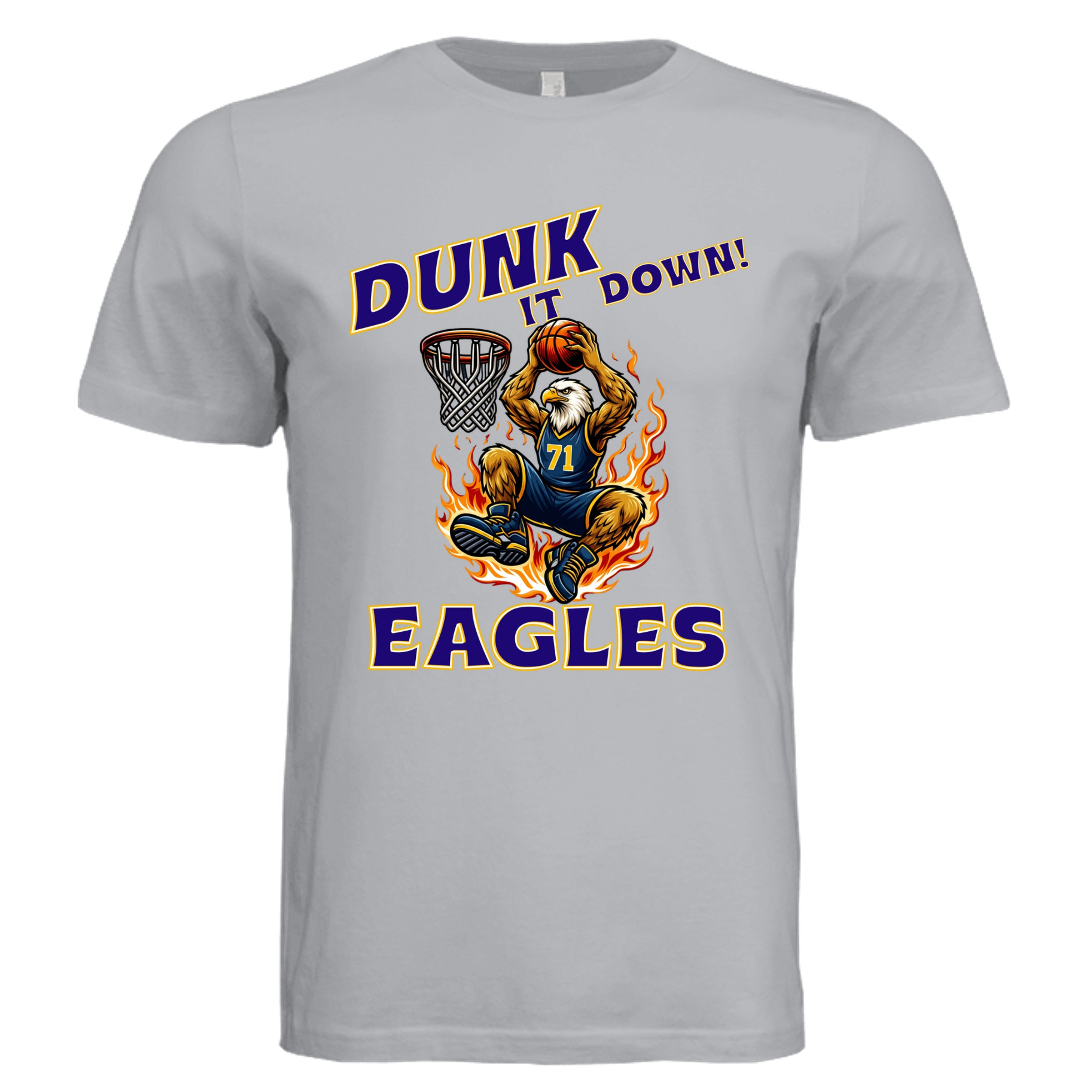 Solid Athletic Grey - 3001C - FRONT  Mt Everett Eagles Dunk it Down basketball adult t-shirt   — Stu Borncat Creations
