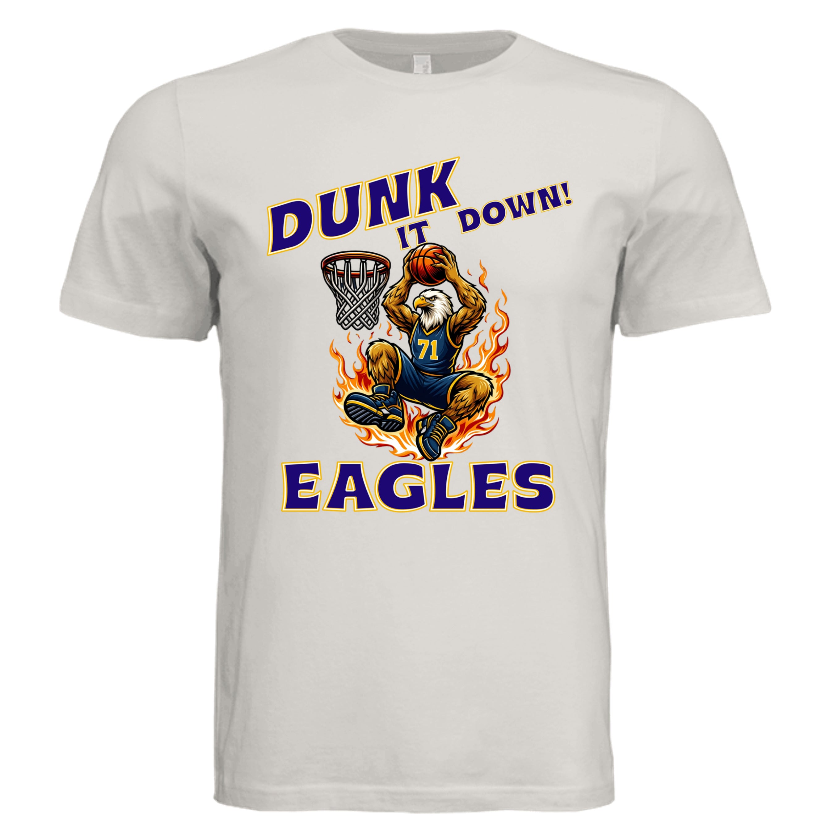 Vintage White - 3001C - FRONT Mt Everett Eagles Dunk it Down basketball adult t-shirt   — Stu Borncat Creations