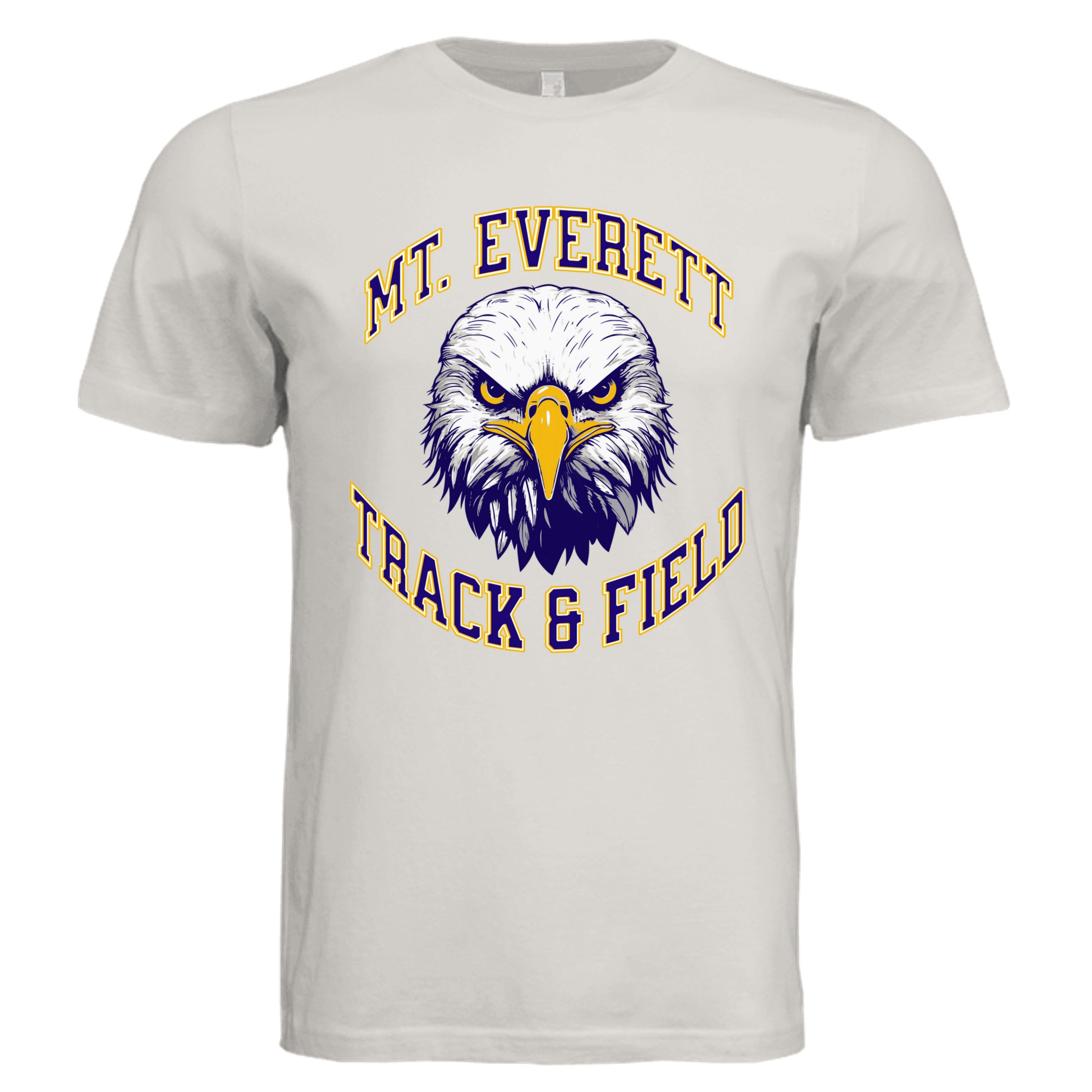 Vintage White - 3001C - FRONT Mt Everett Eagles Track and Field adult t-shirt — Stu Borncat Creations