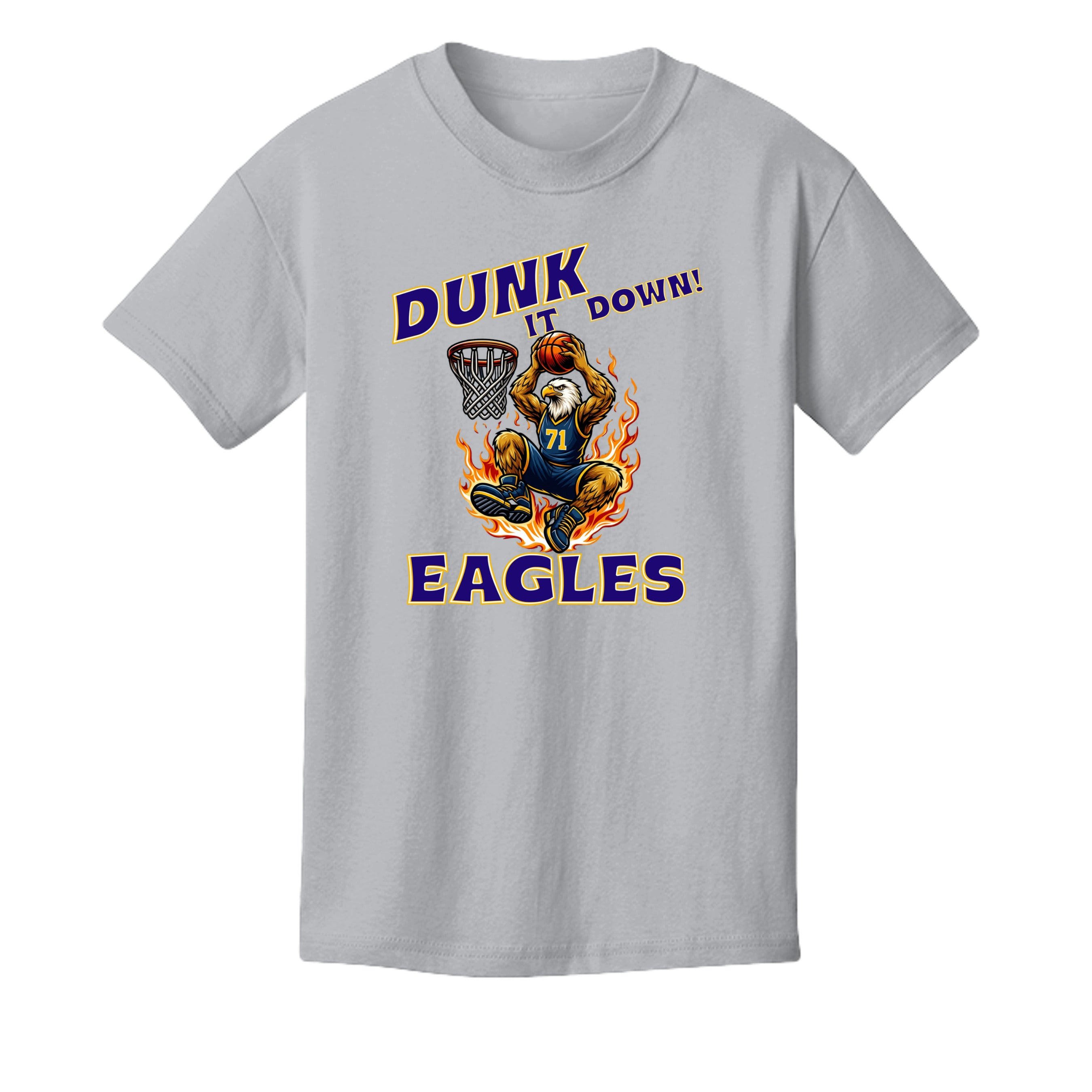 Solid Athletic Grey - 3001Y - FRONT Mt Everett Eagles Dunk it Down basketball kids t-shirt  — Stu Borncat Creations