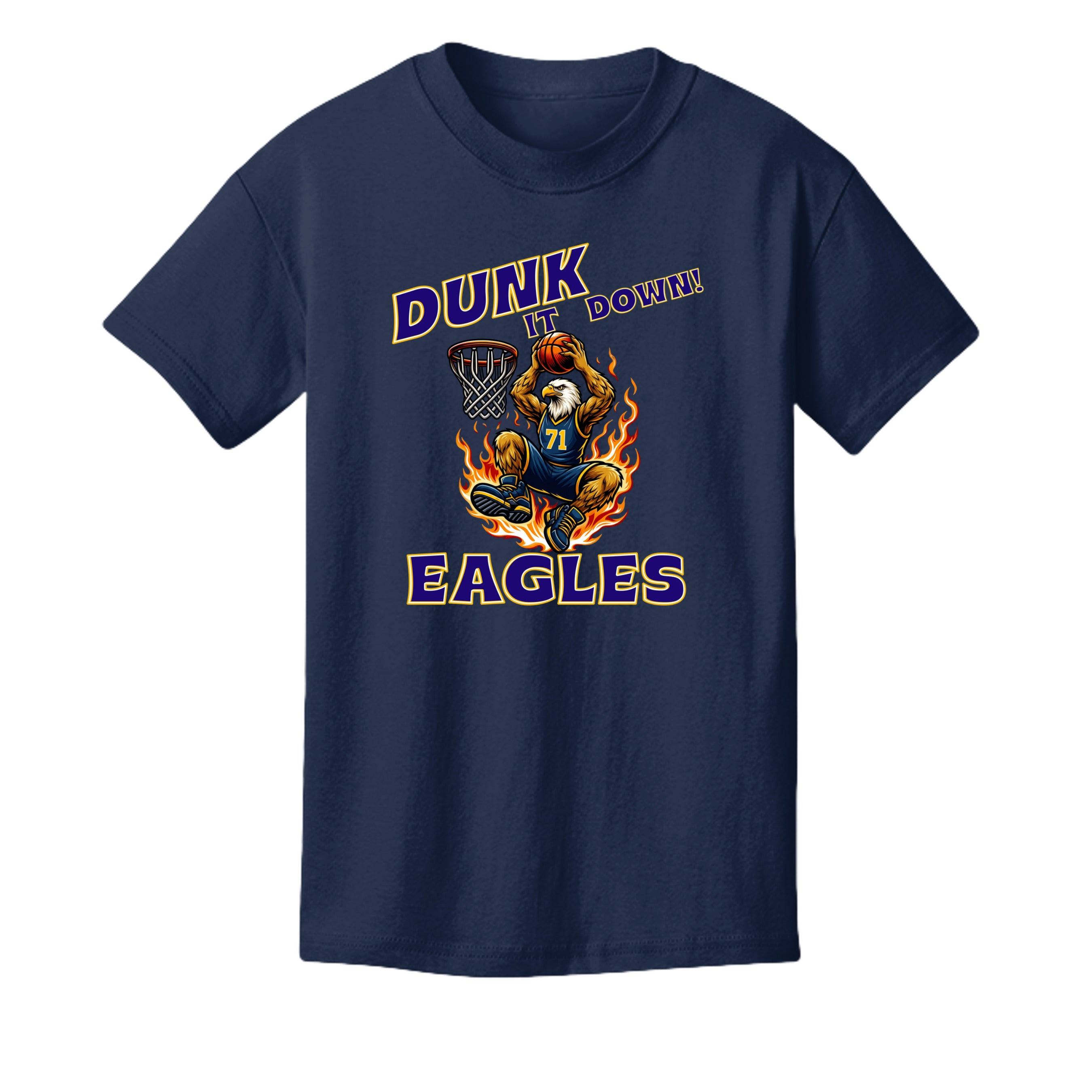 NAVY - 3001Y - FRONT Mt Everett Eagles Dunk it Down basketball kids t-shirt  — Stu Borncat Creations