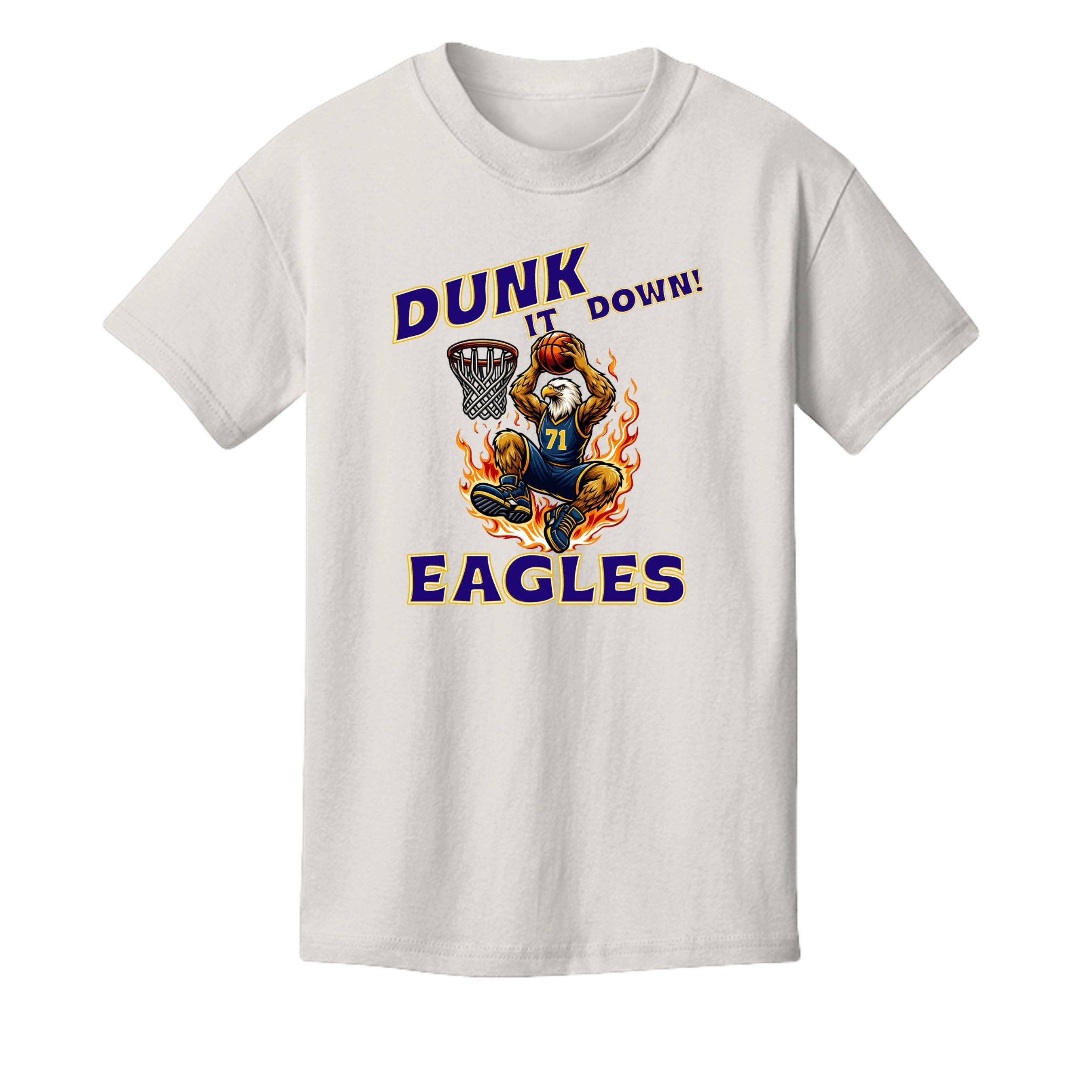 Vintage White - 3001Y - FRONT Mt Everett Eagles Dunk it Down basketball kids t-shirt  — Stu Borncat Creations