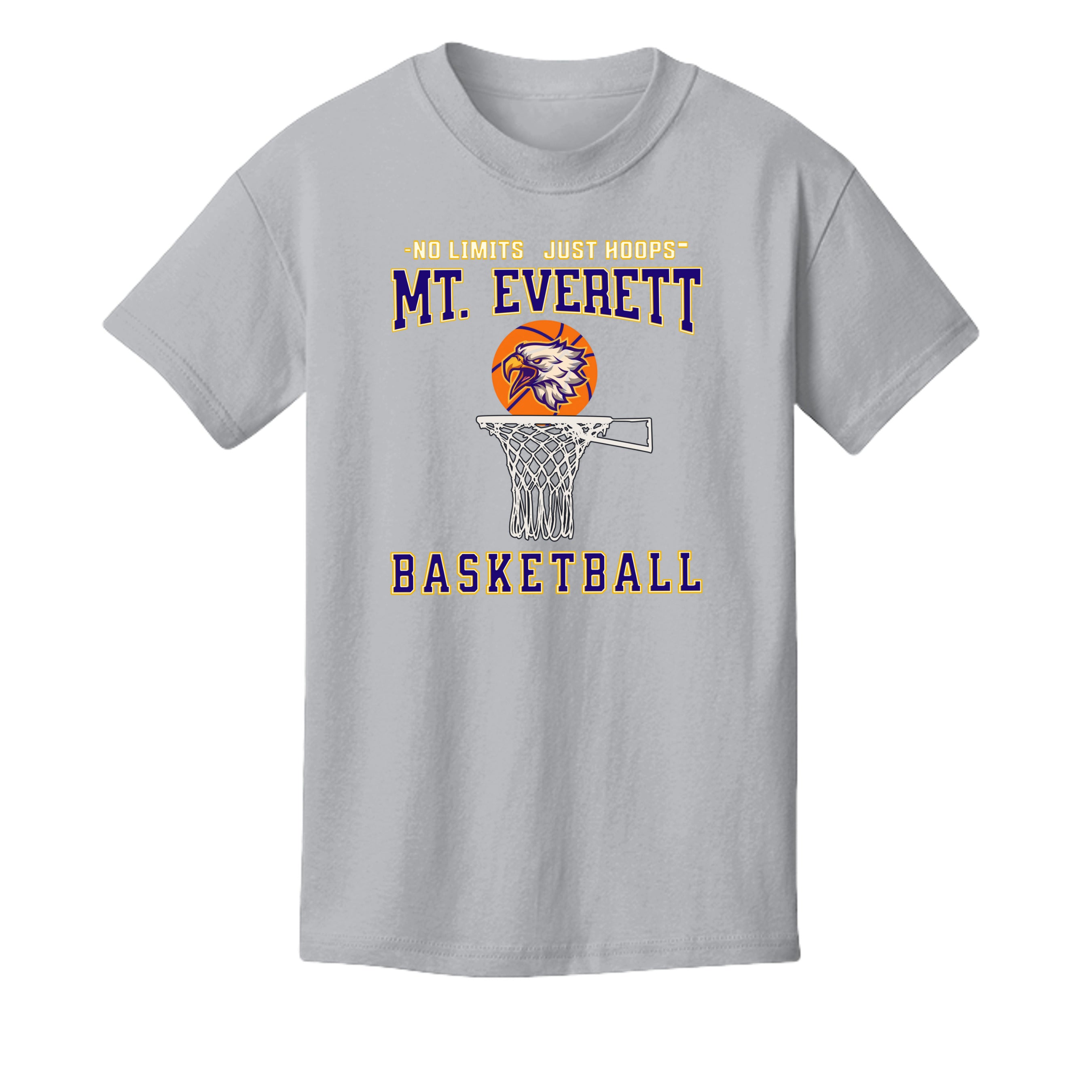 Solid Athletic Grey - 3001Y - FRONT Mt Everett Eagles Basketball kids t-shirt — Stu Borncat Creations 