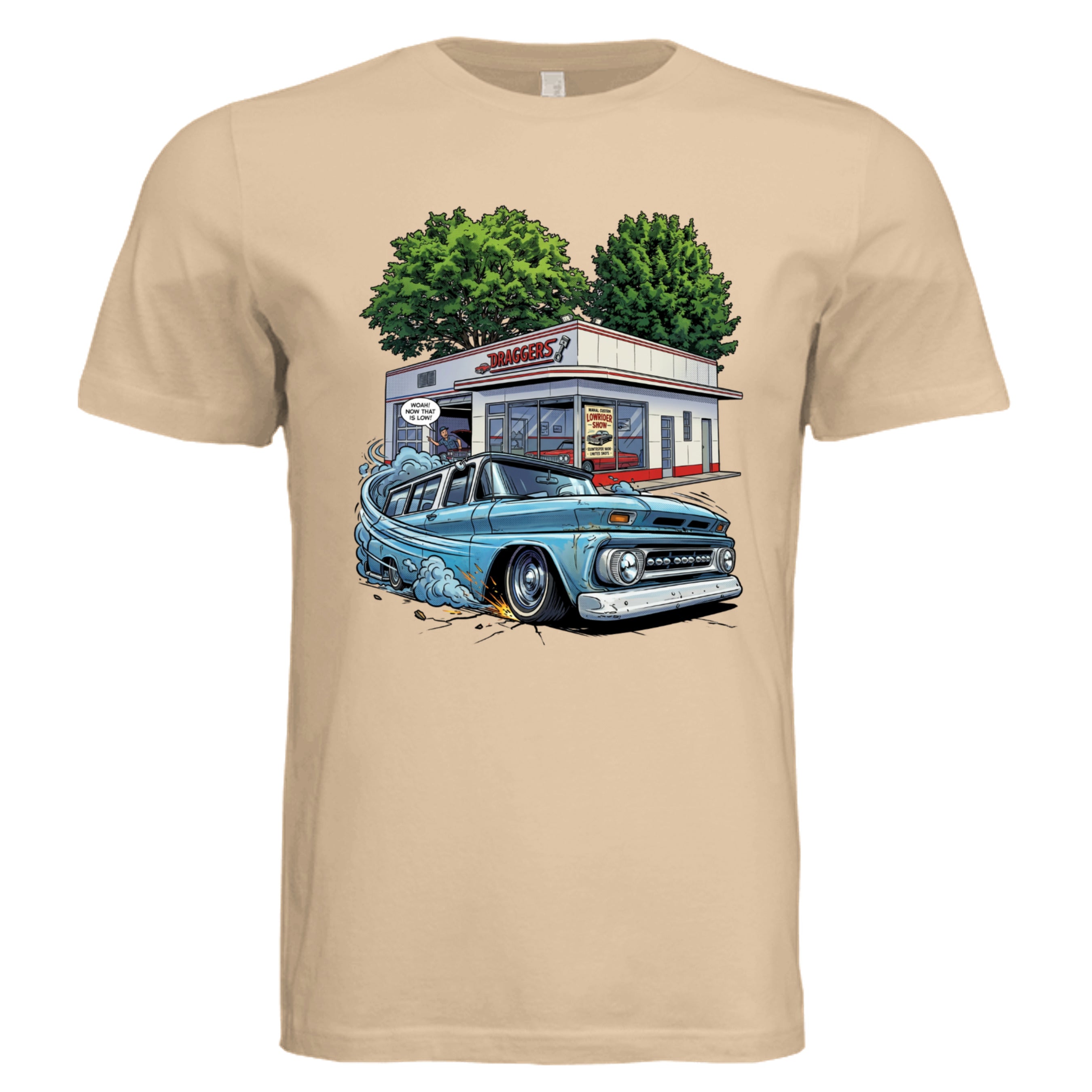 Sand Dune - 3001C - FRONT- Draggers lowrider comic car lover graphic tee  — Carz collection by Stu Borncat Creations