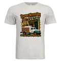 Vintage White - 3001C - FRONT-Legends Never Die comic trucker graphic tee— Carz collection by Stu Borncat Creations