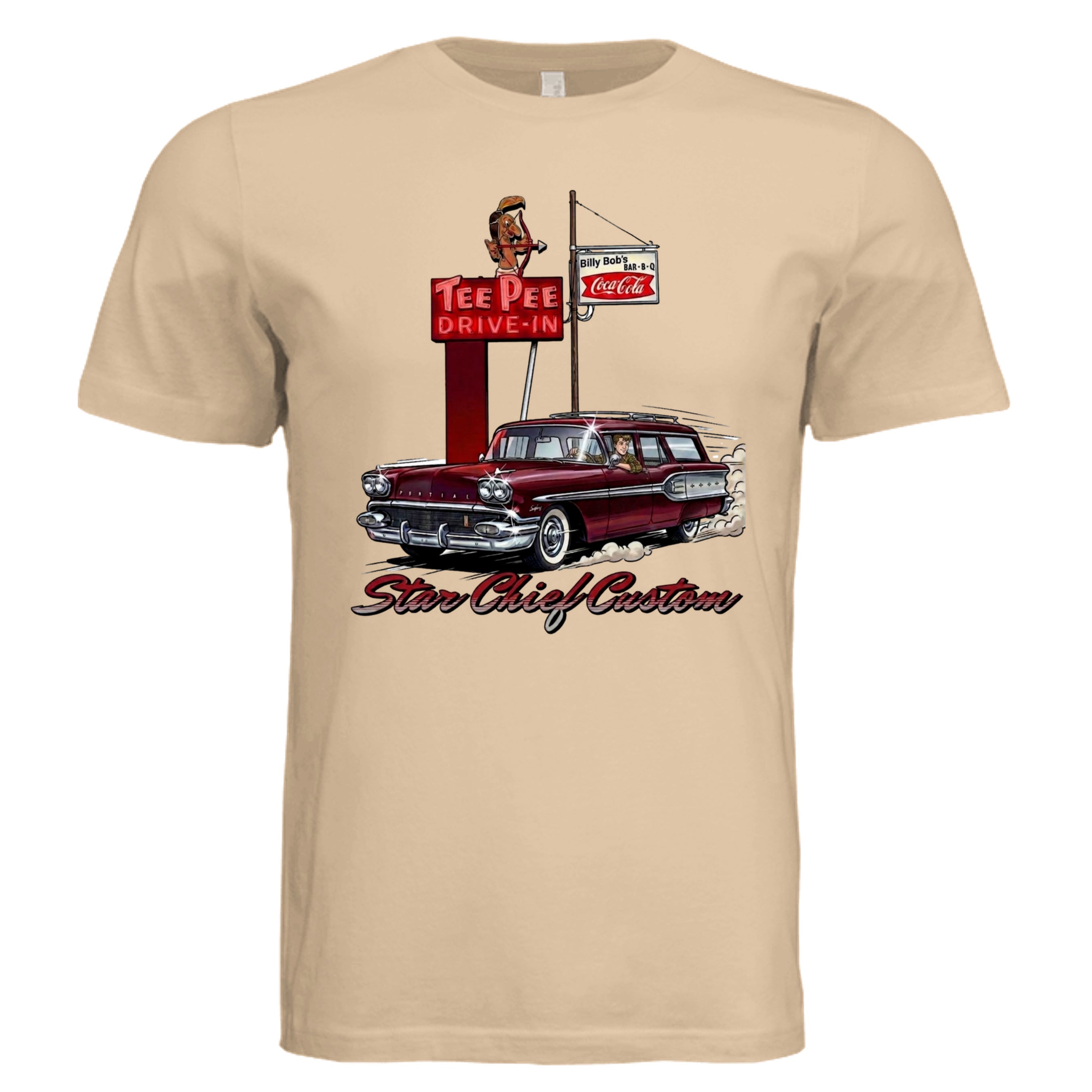 Sand Dune - 3001C - FRONT-Pontiac Star Chief comic car lover graphic tee — Carz collection by Stu Borncat Creations