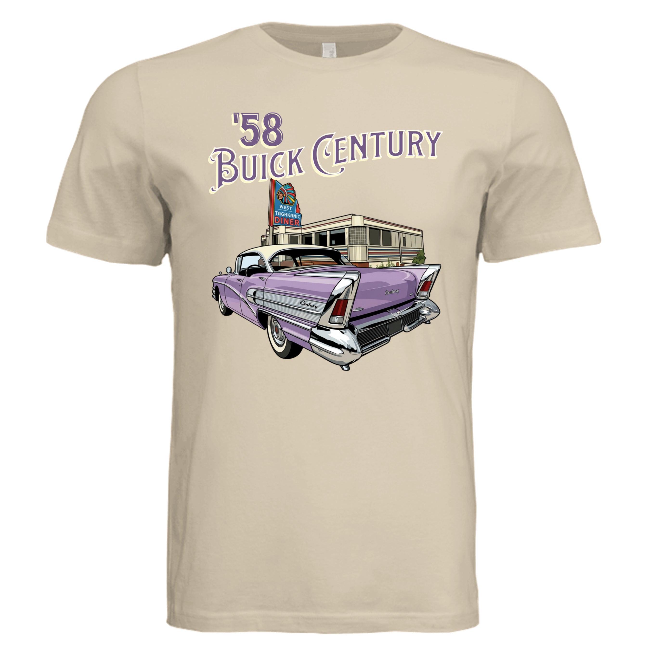 SOFT CREAM - 3001C - FRONT-1958 Buick Century bold graphic car lover tee — Carz collection by Stu Borncat Creation