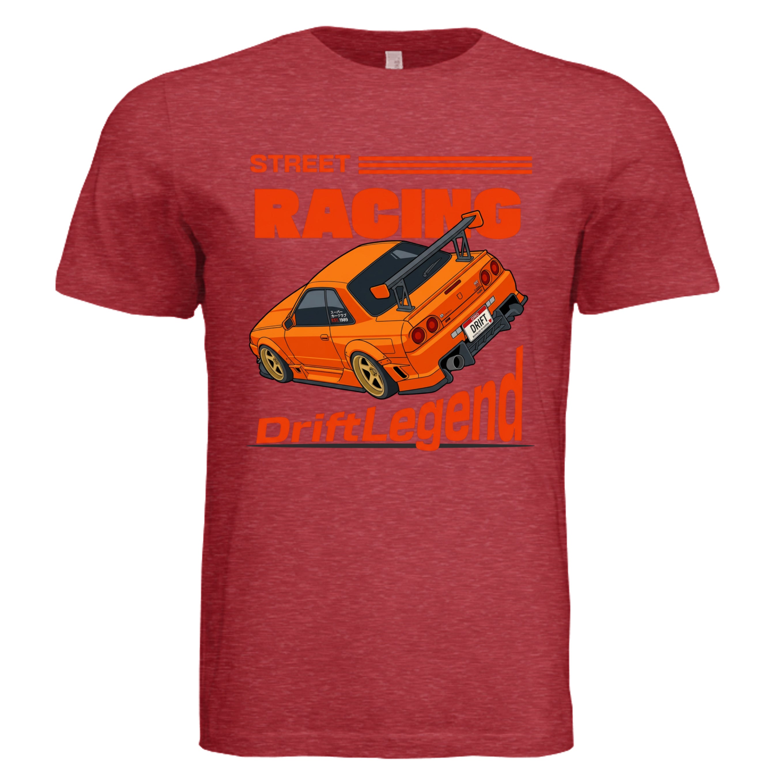 Vintage Red - 3001C - FRONT-Street racing bold graphic car lover tee — Carz collection by Stu Borncat Creations