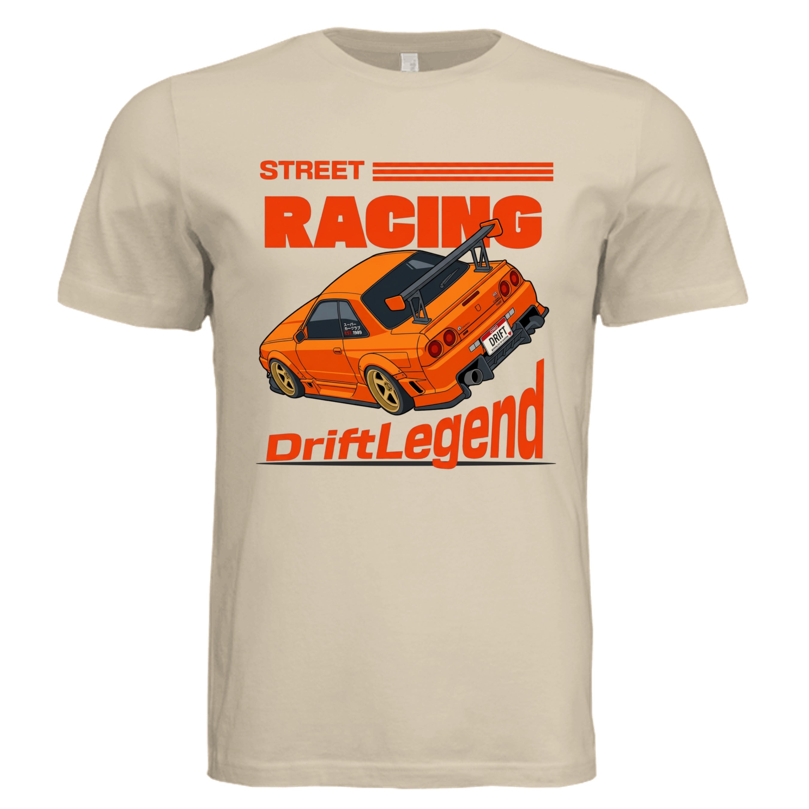 SOFT CREAM - 3001C - FRONT-Street racing bold graphic car lover tee — Carz collection by Stu Borncat Creations