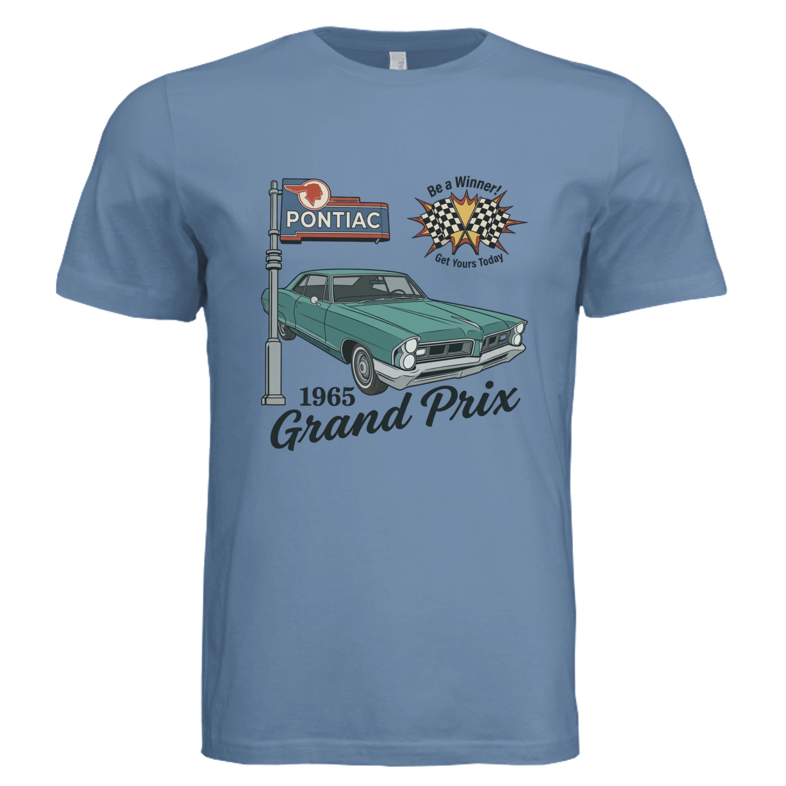 Slate - 3001C - FRONT--1965 Pontiac Grand Prix retro car lover graphic tee  — Carz collection by Stu Borncat Creations