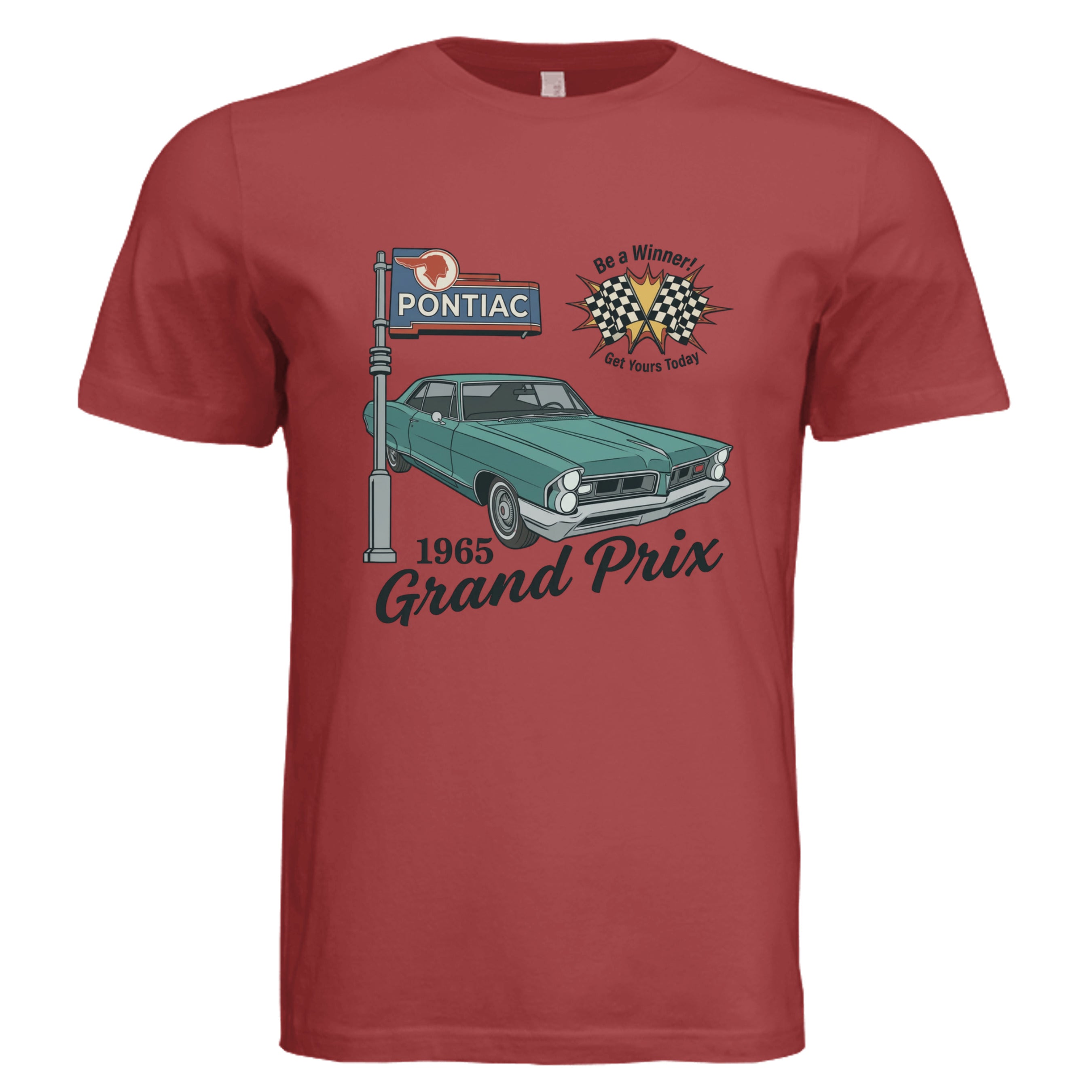 RUST - 3001C - FRONT--1965 Pontiac Grand Prix retro car lover graphic tee  — Carz collection by Stu Borncat Creations