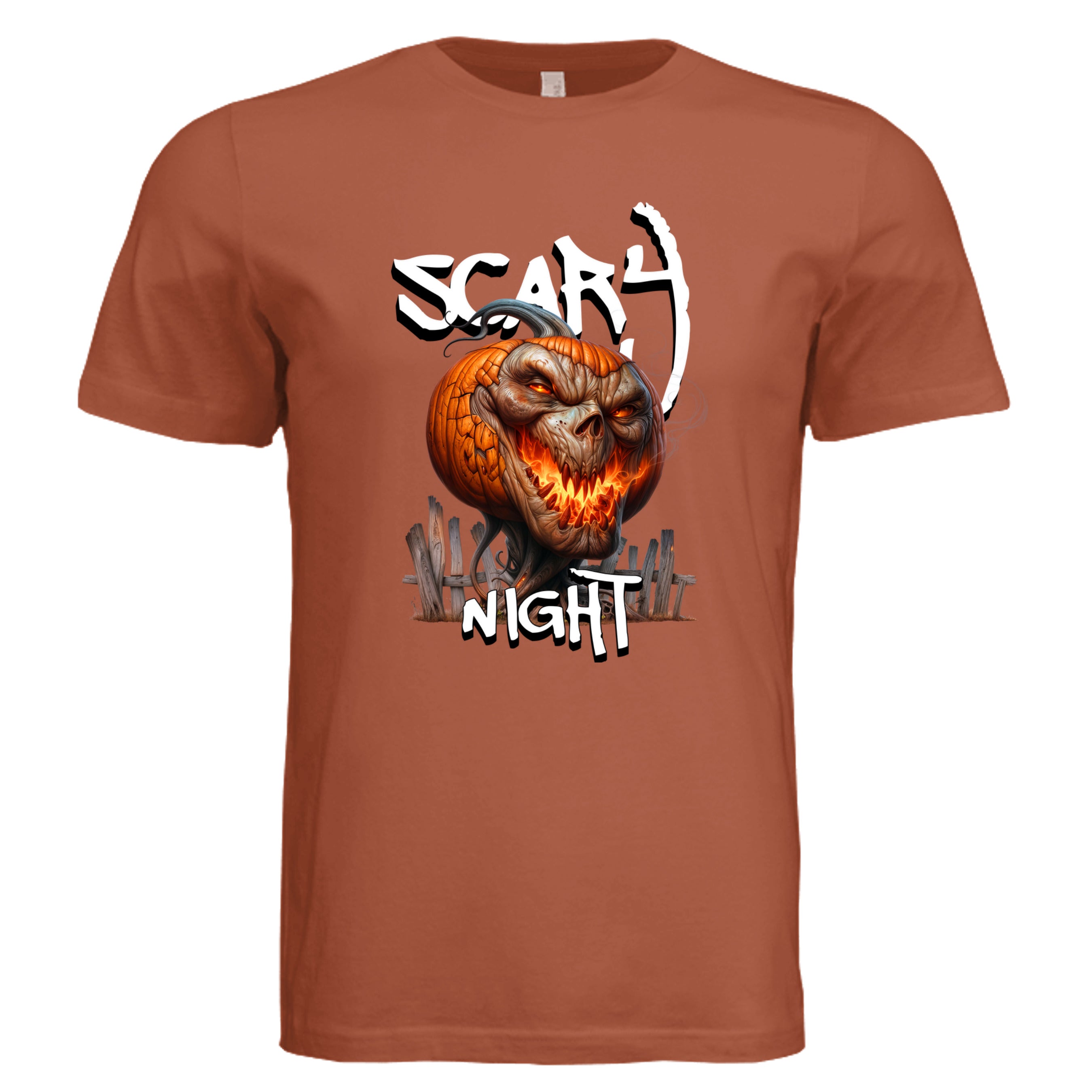 Autumn -Scary Night Halloween jack-o-lantern graphic tee  — spooky season DTF print by Stu Borncat Creations