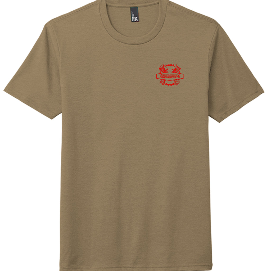 Coyote Brown Heather - DM130 - FRONT-Treyson Powersports motorcycle graphic adult t-shirt- custom print-on-demand by Stu Borncat Creations