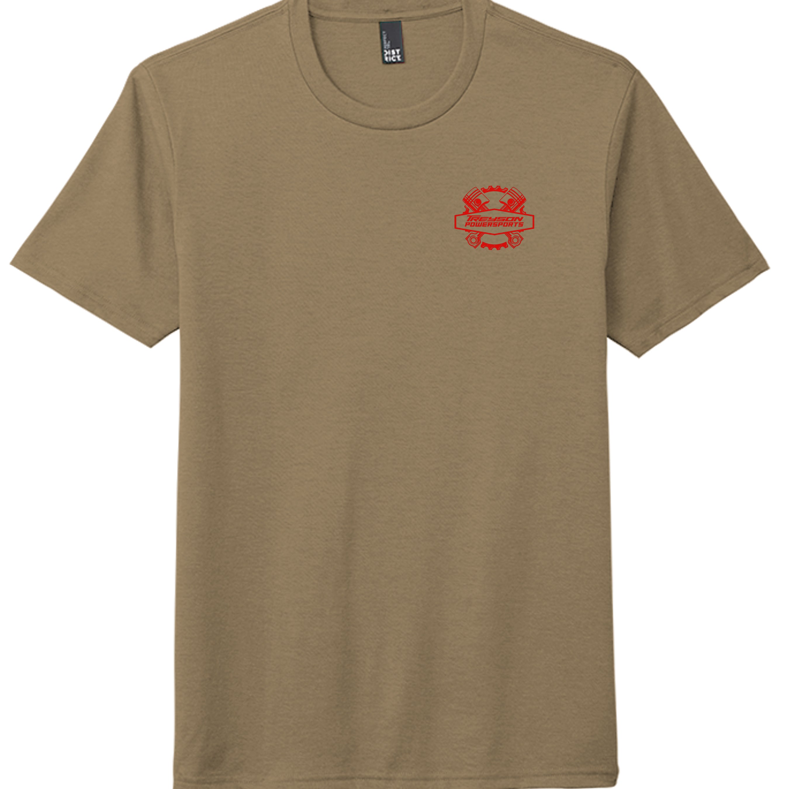 Coyote Brown Heather - DM130 - FRONT-Treyson Powersports motorcycle graphic adult t-shirt- custom print-on-demand by Stu Borncat Creations