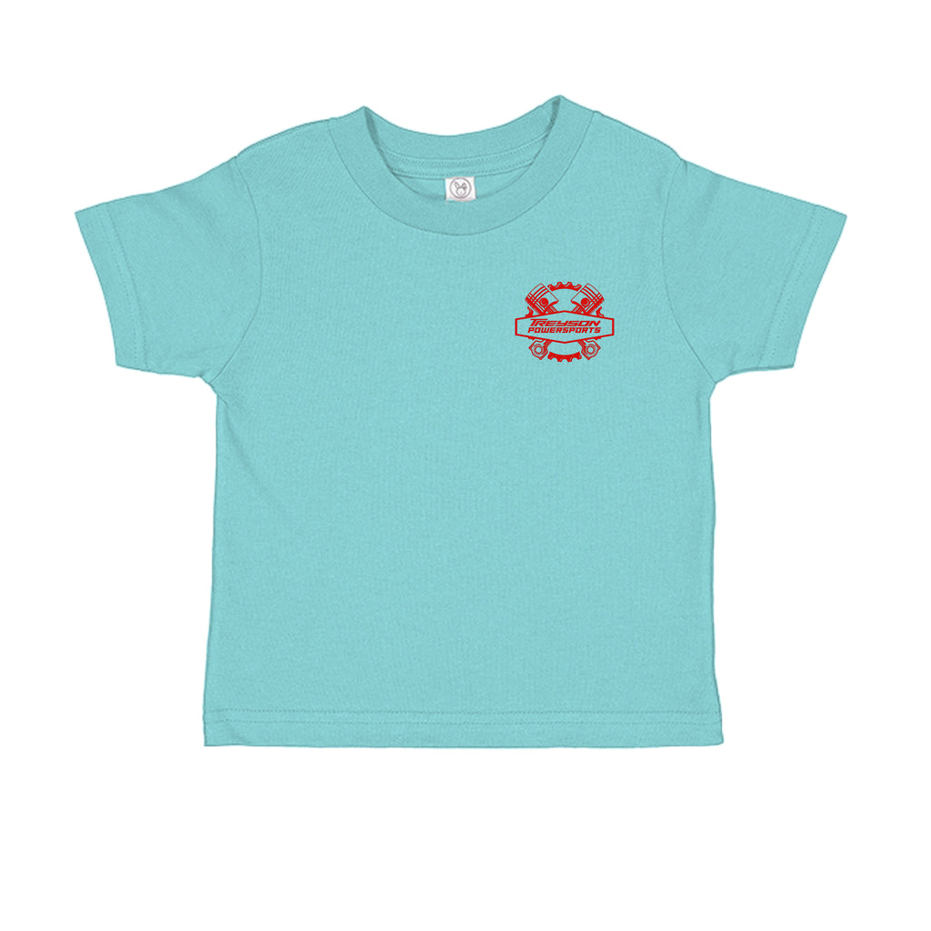 CHILL - RS3301 - FRONT-Treyson Powersports motorcycle graphic toddler t-shirt in Banana — back view, custom print-on-demand by Stu Borncat Creations