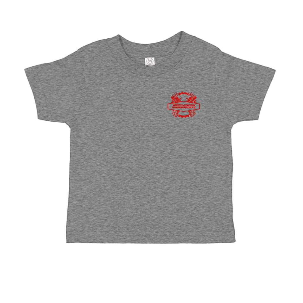HEATHER - RS3301 - FRONT-Treyson Powersports motorcycle graphic toddler t-shirt in Banana — back view, custom print-on-demand by Stu Borncat Creations