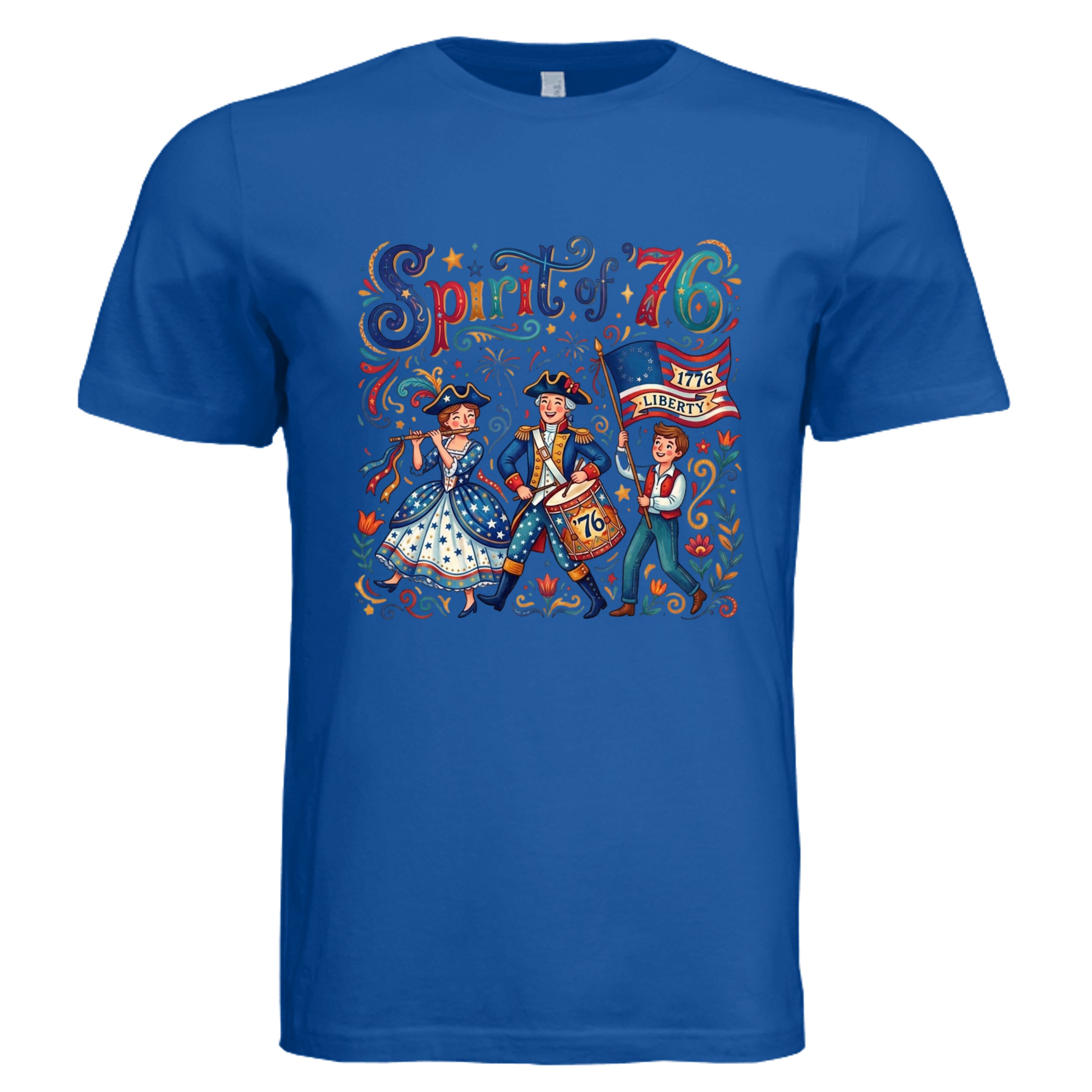 TRUE ROYAL -  Spirit of '76 fife and drum retro patriotic graphic tee — Americana DTF print by Stu Borncat Creations
