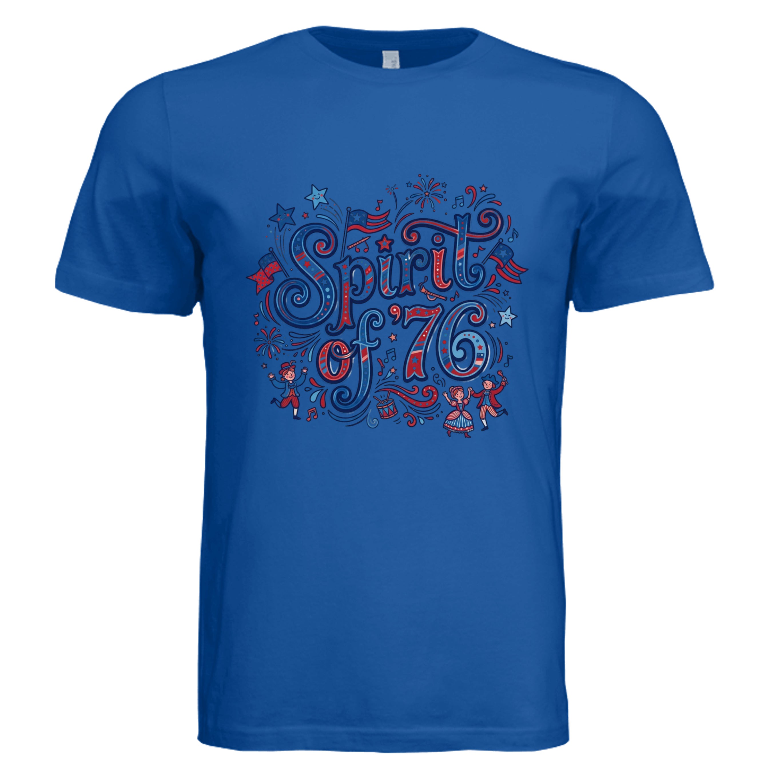 TRUE ROYAL -  Spirit of '76 red white and blue retro patriotic graphic tee — Independence Day DTF print by Stu Borncat Creations