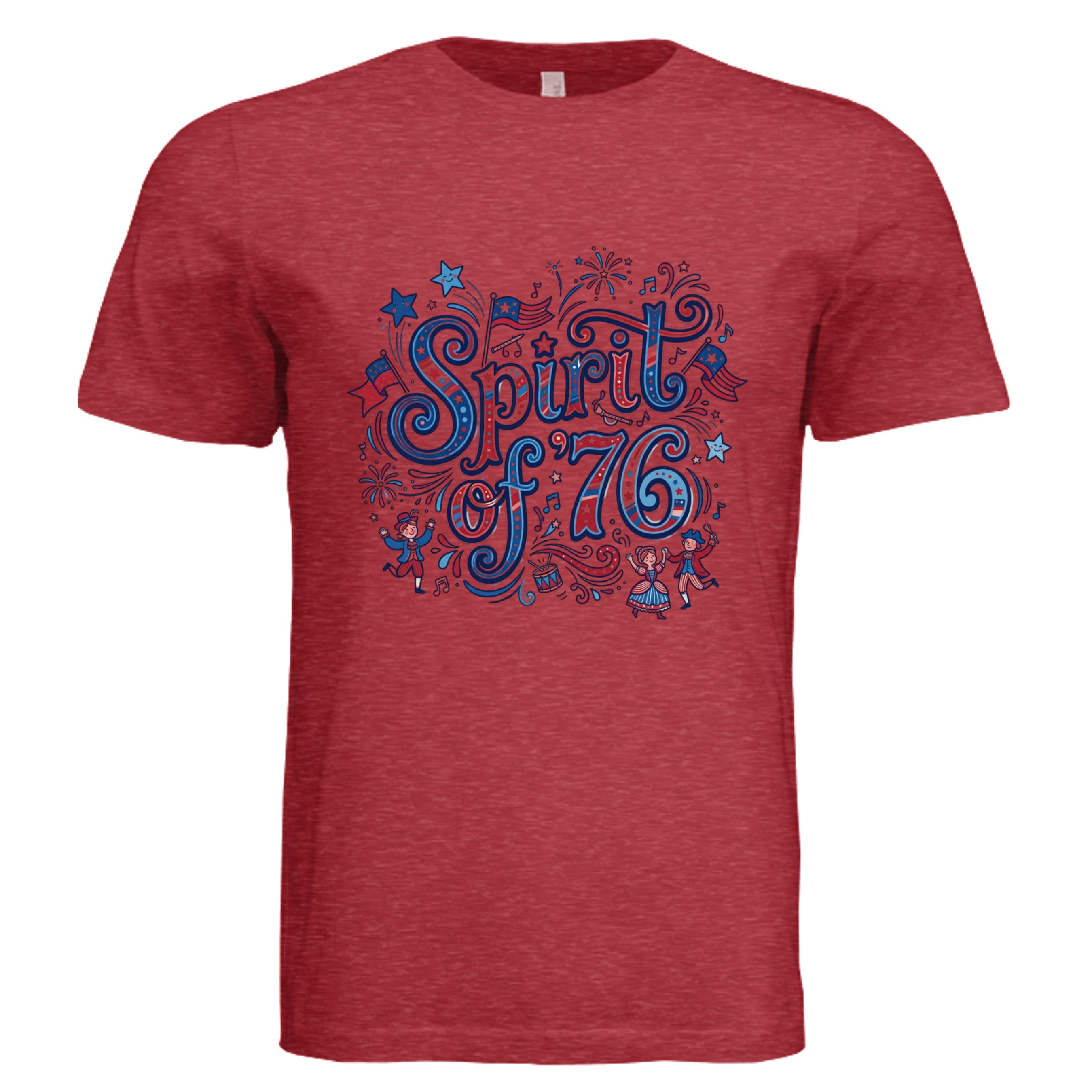 Vintage Red - Spirit of '76 red white and blue retro patriotic graphic tee — Independence Day DTF print by Stu Borncat Creations