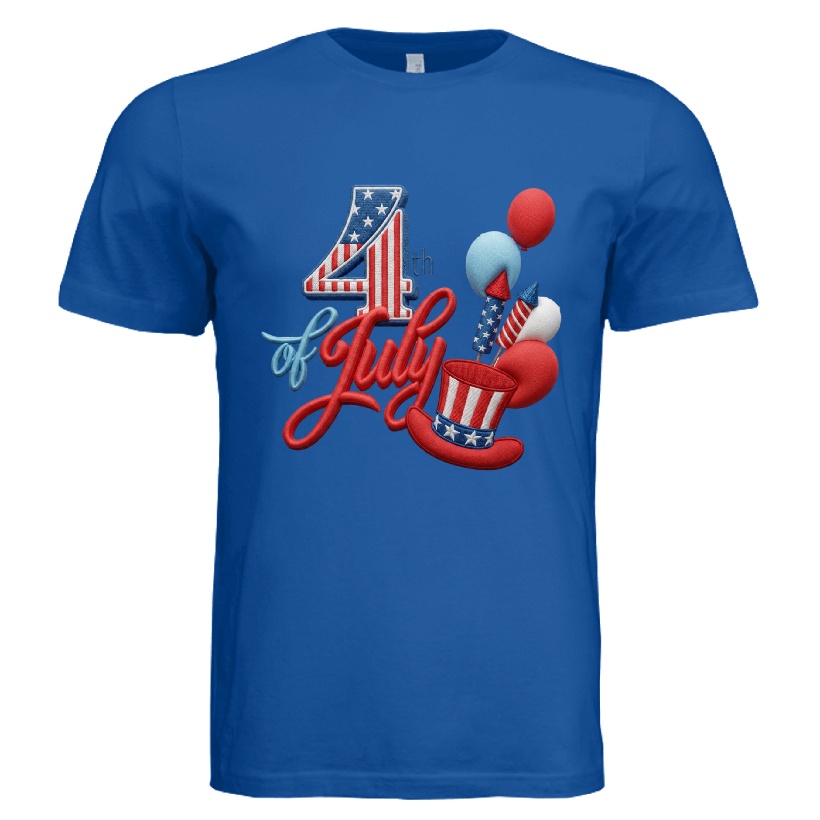 TRUE ROYAL - 4th of July faux puff 3D DTF graphic tee with Uncle Sam hat and fireworks  — Stu Borncat Creations
