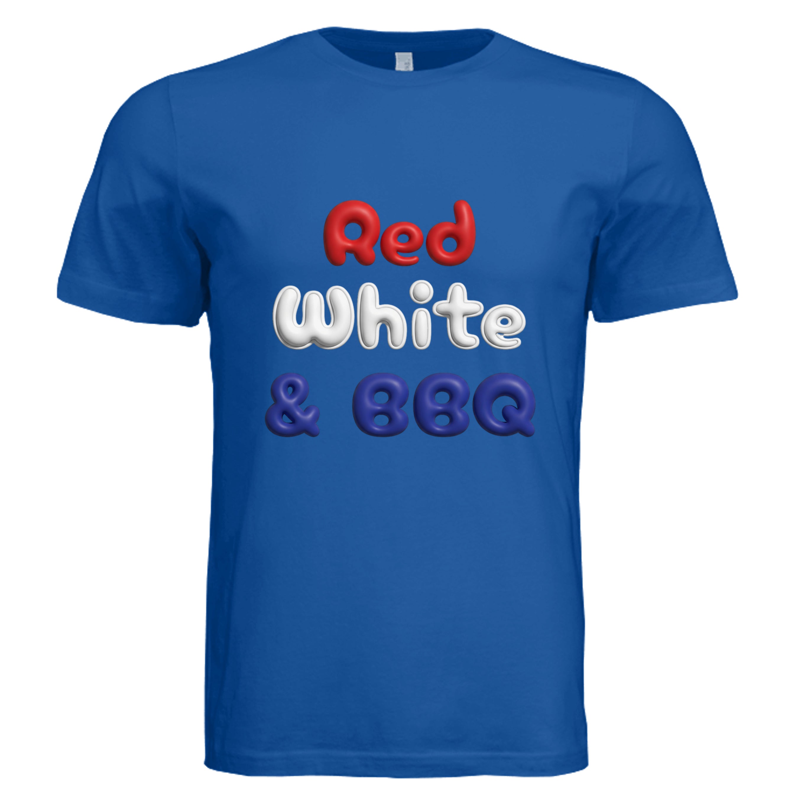 TRUE ROYAL - Red White and BBQ faux puff 3D DTF patriotic graphic tee — 4th of July cookout style by Stu Borncat Creations