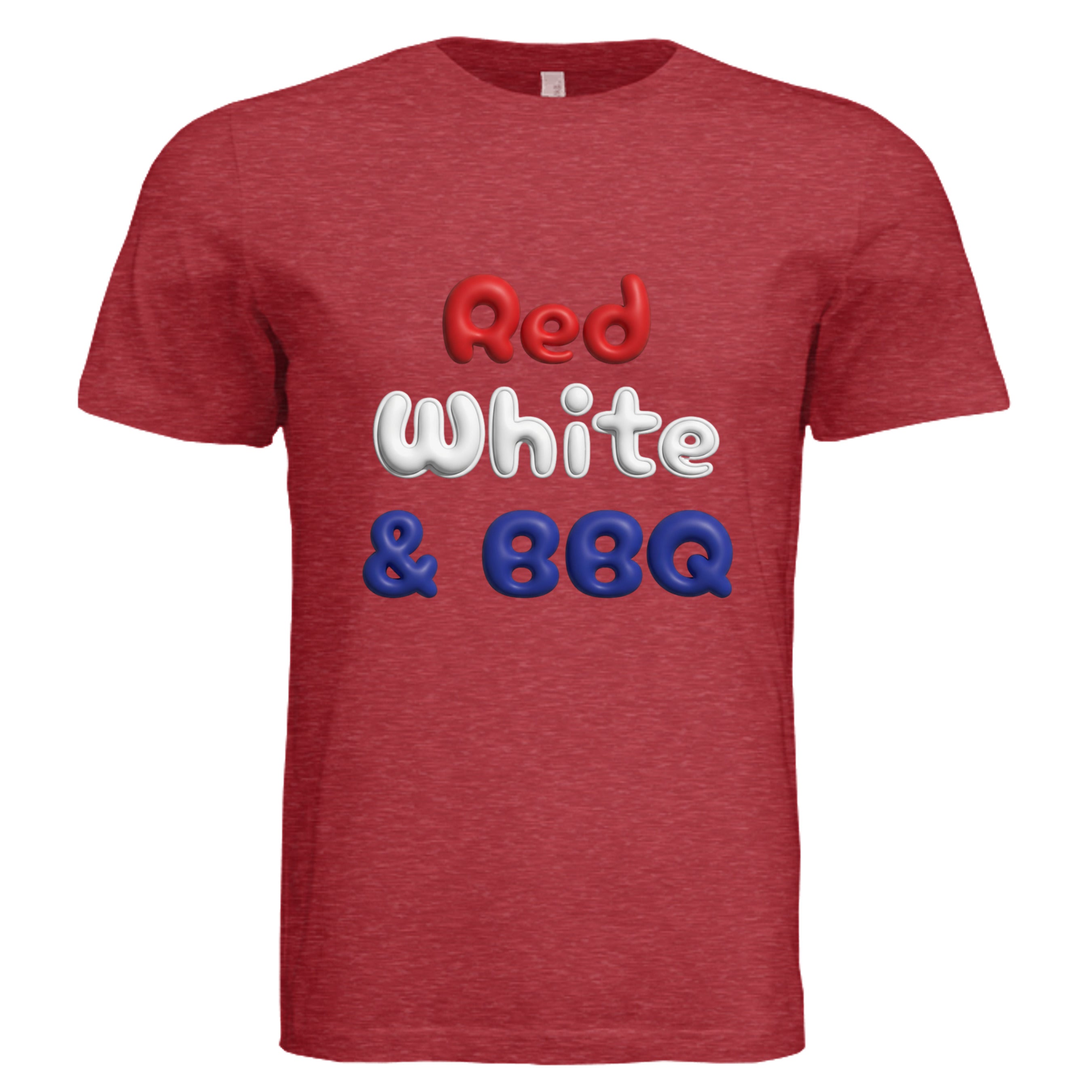 Vintage Red - Red White and BBQ faux puff 3D DTF patriotic graphic tee — 4th of July cookout style by Stu Borncat Creations