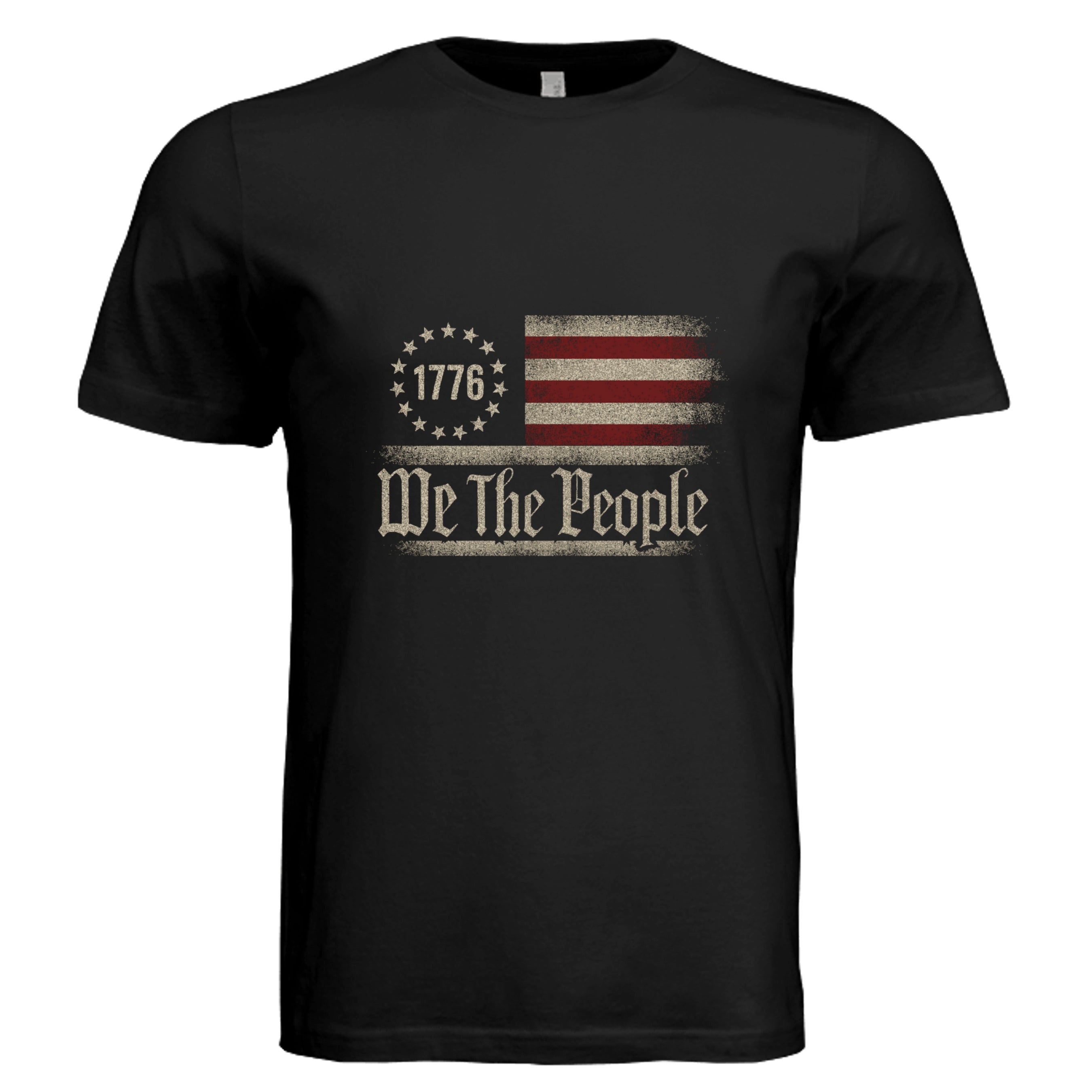 VINTAGE BLACK -  We the People retro distressed patriotic graphic tee version 1  — Americana DTF print by Stu Borncat Creations