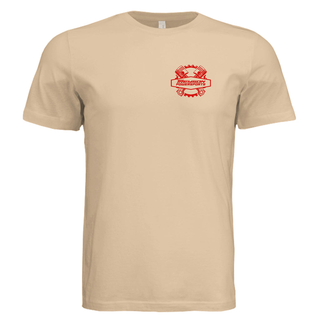 Sand Dune - 3001C - FRONT-Treyson Powersports BC graphic adult t-shirt  — front view, custom print-on-demand by Stu Borncat Creations